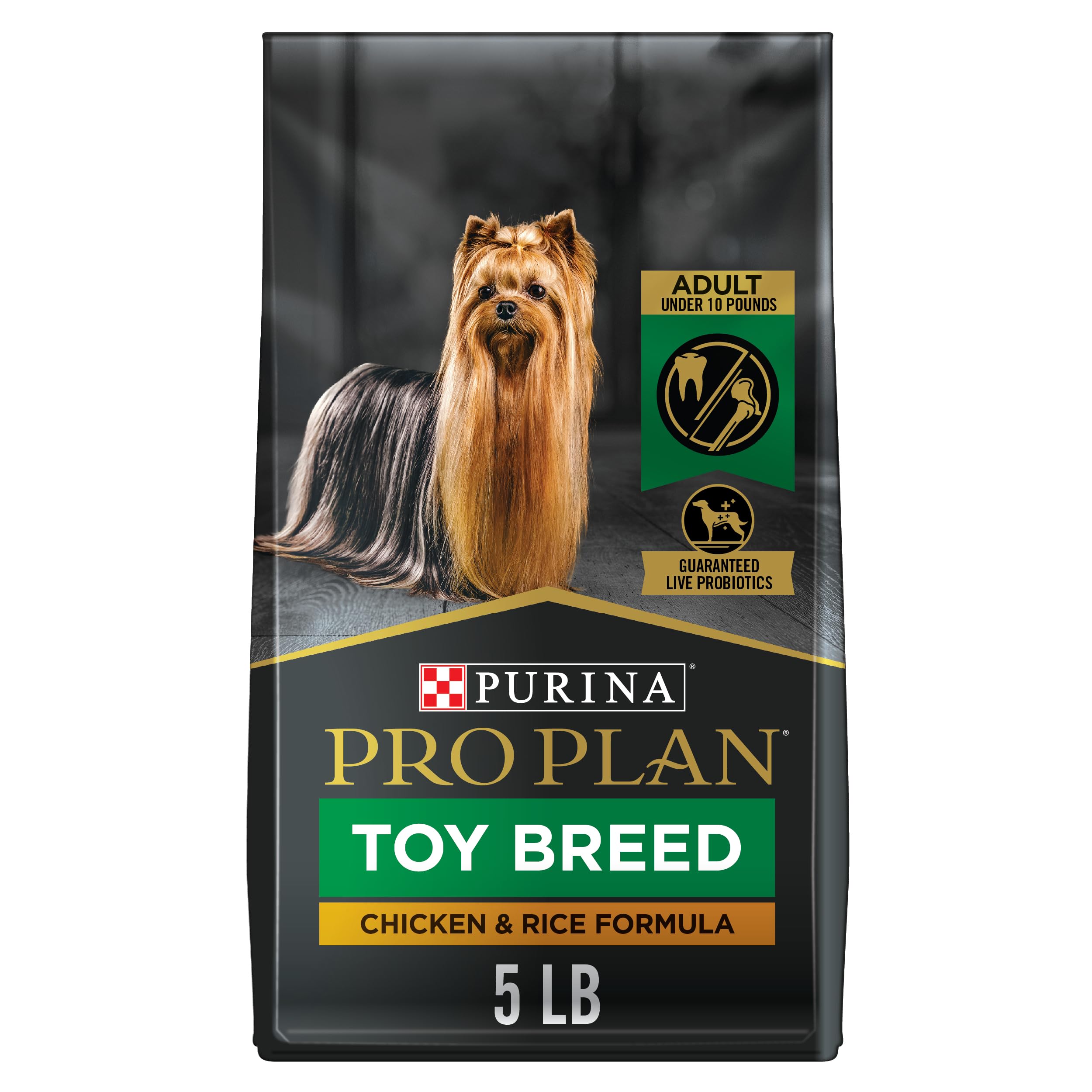 Purina Pro Plan Toy Breed Dog Food, Chicken and Rice Formula With Guaranteed Live Probiotics - 5 lb. Bag