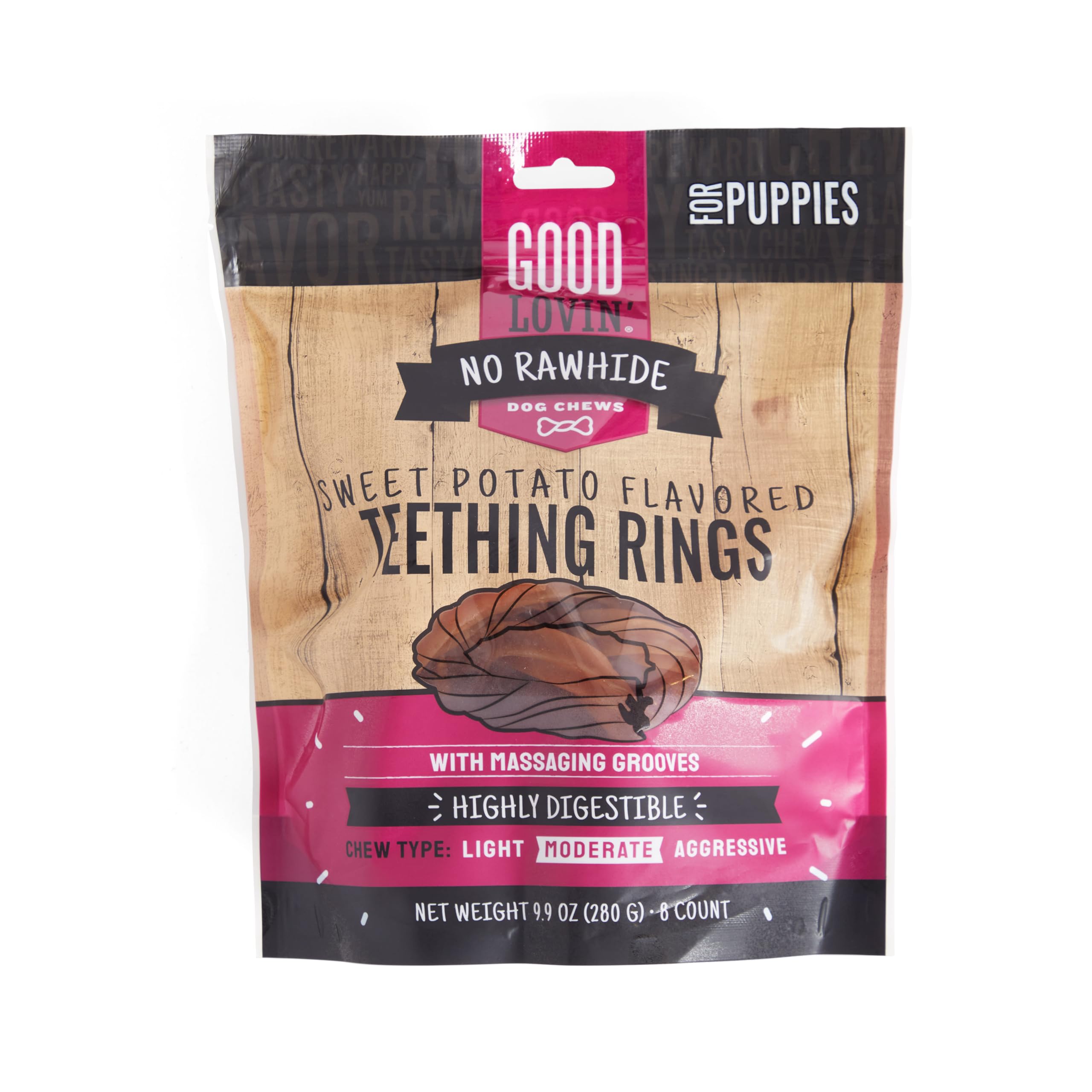 Good Lovin Rawhide-Free Sweet Potato Puppy Ring Dog Treats 9.9 oz. Count of 8