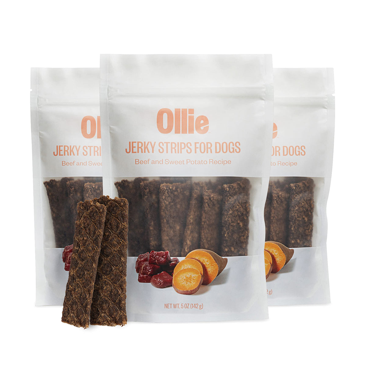 Ollie Beef And Sweet Potato Jerky Recipe Dog Treats - Dog Jerky Treats All Natural - Healthy Dog Treats - Beef Jerky For Dogs - Real Meat Dog Treats 15 Oz.