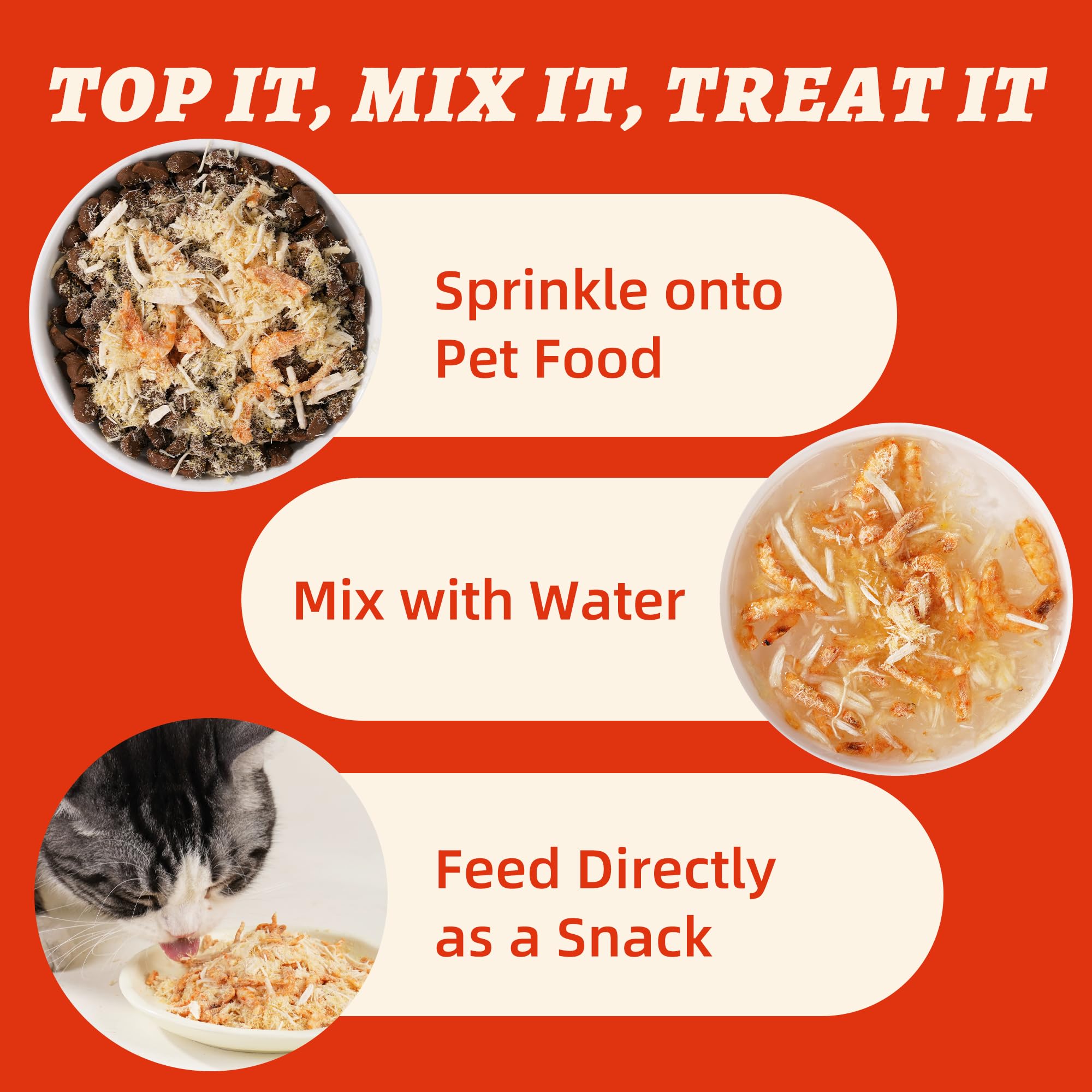 Wellix Dog & Cat Food Topper - Antarctic Krill Treats Freeze Dried Egg Yolk&Chicken Flavor Low Calorie - Cognitive and Skin & Co