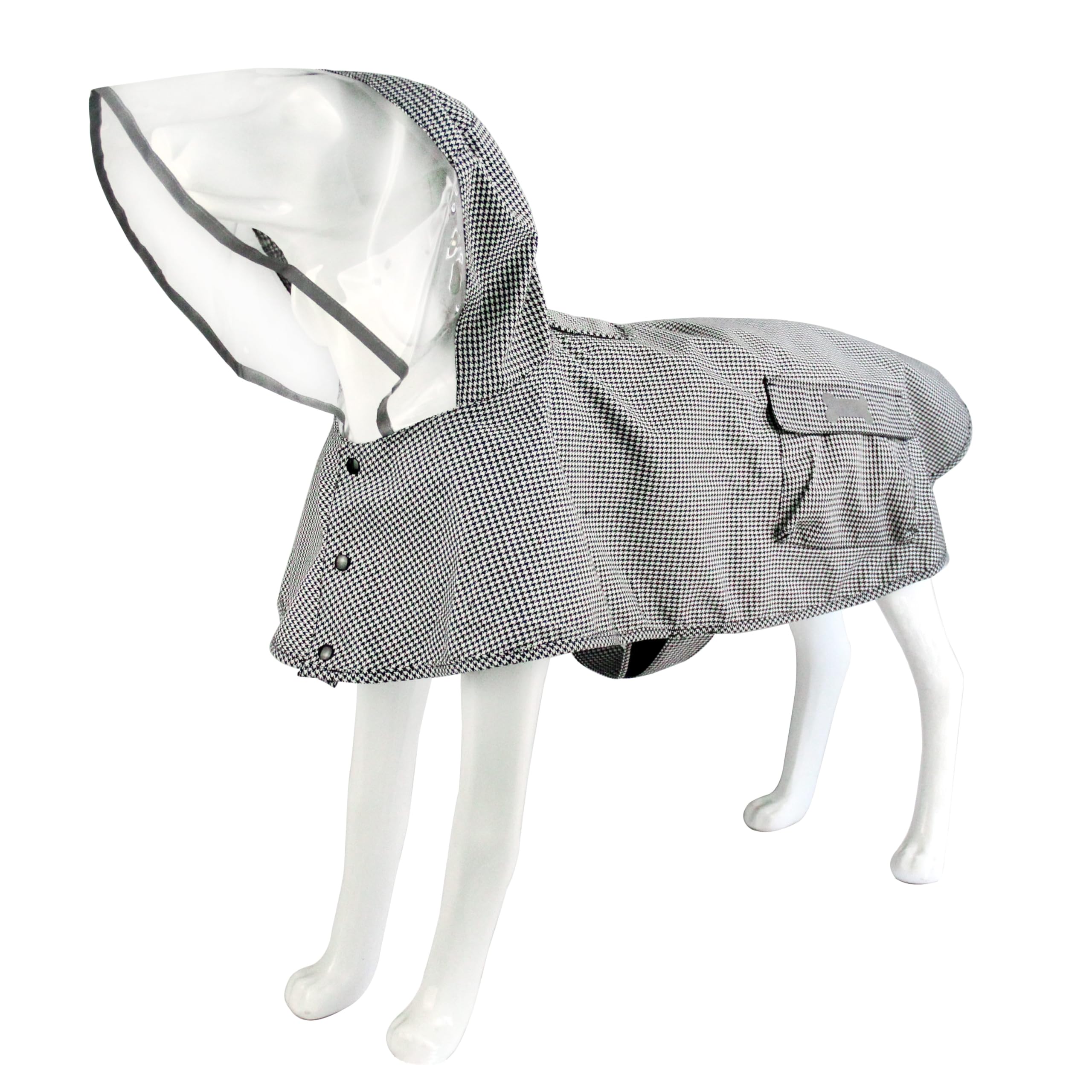 Waterproof Dog Raincoat, Adjustable Reflective Lightweight Pet Rain Clothes With Poncho Hood(X-Small,Black&White)