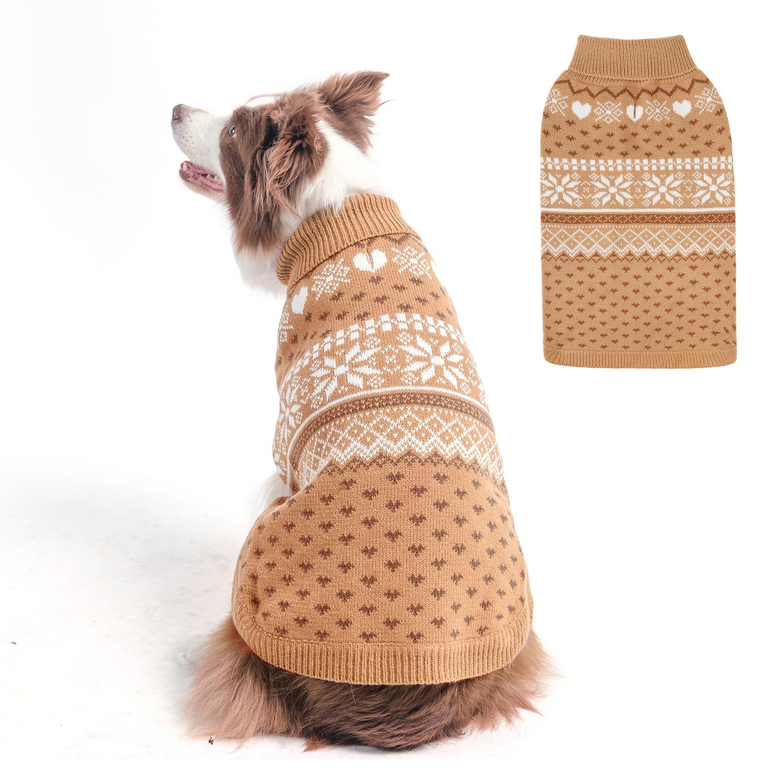 Scenereal Dog Sweaters For Large Medium Small Dogs, Warm Puppy Clothes Soft Turtleneck Sweatshirt, Knitted Ugly Dog Christmas Sw