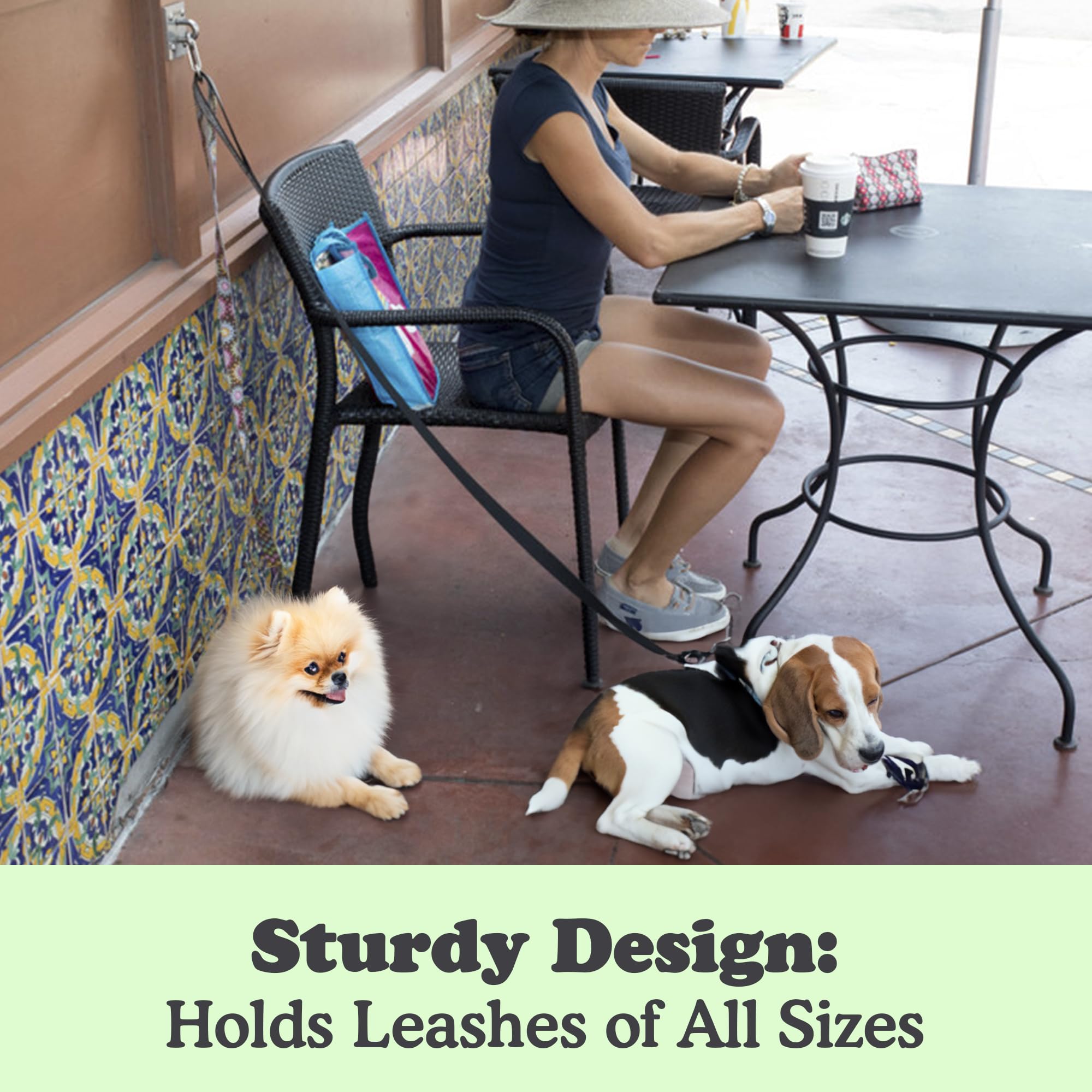 Canine Hitch- Secure Dog Leash Parking Wall Large Hook With Clip 6 Pack - Tie Out Stainless Steel & Abs Mounting Plate For Stren