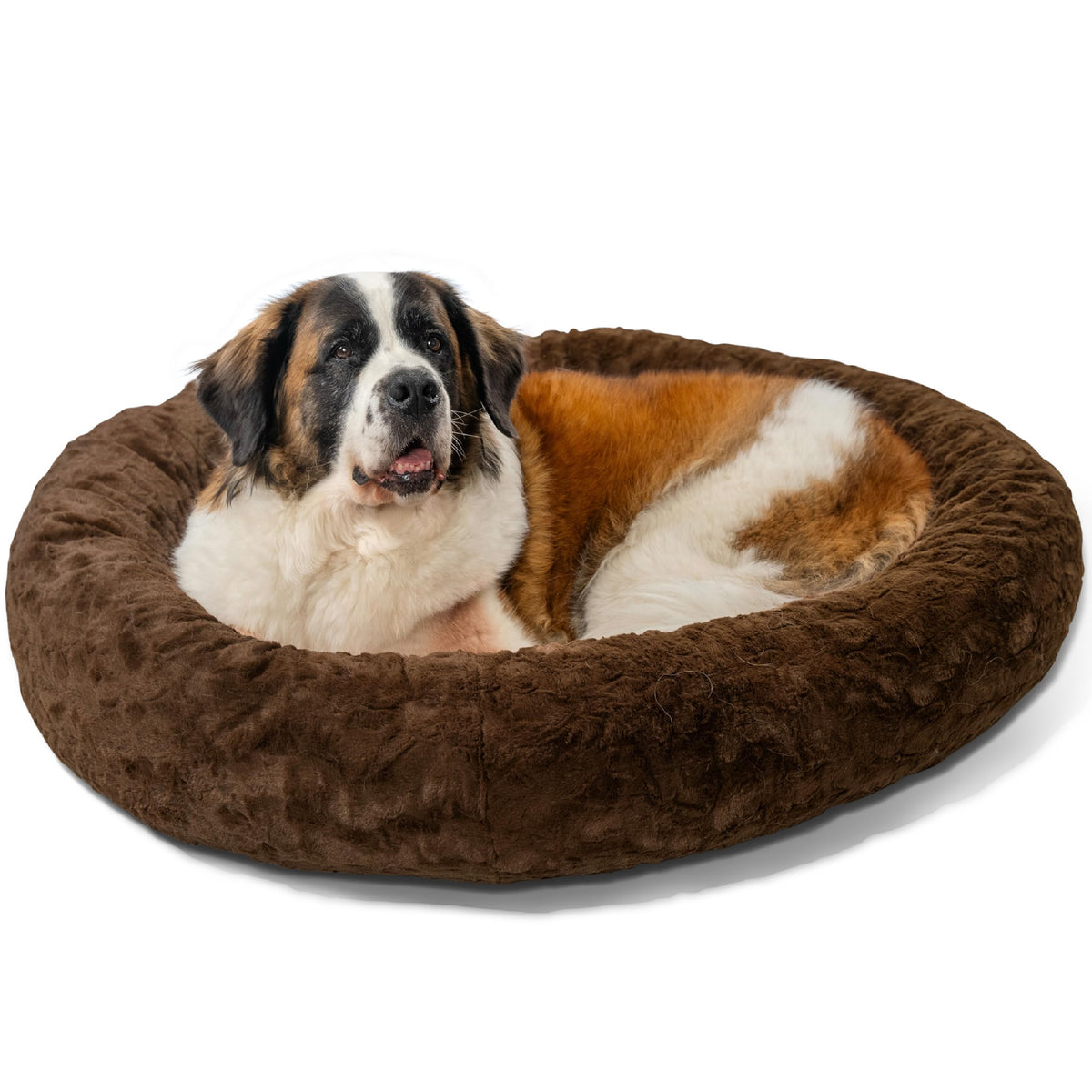 Best Friends By Sheri The Original Calming Donut Dog And Cat Bed In Lux Fur, Dark Brown, Extra Large, 45X45