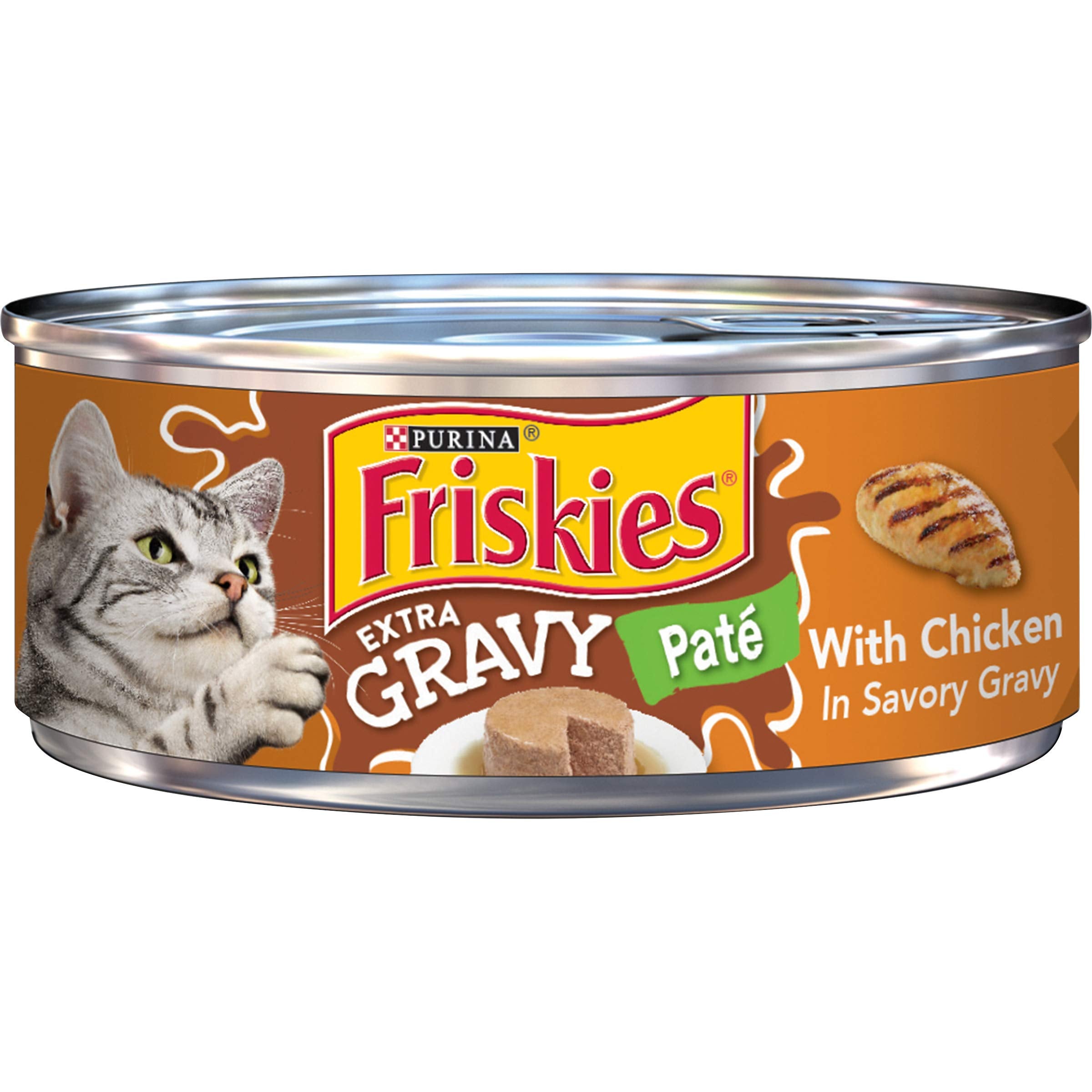 Purina Friskies Gravy Pate, Wet Cat Food Extra Gravy Pate With Chicken in Savory - (Pack of 24) 5.5 oz. Cans