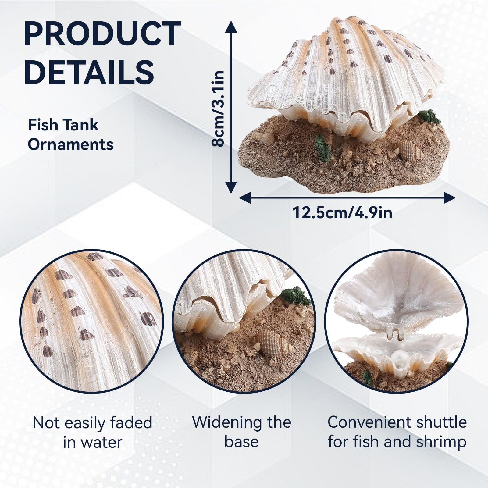 Aquarium Decoration Fish Tank Simulation Resin Shell Pearl Bubbler Decor Coral Reefs Aerating Action Ornament Aquarium Landscapi