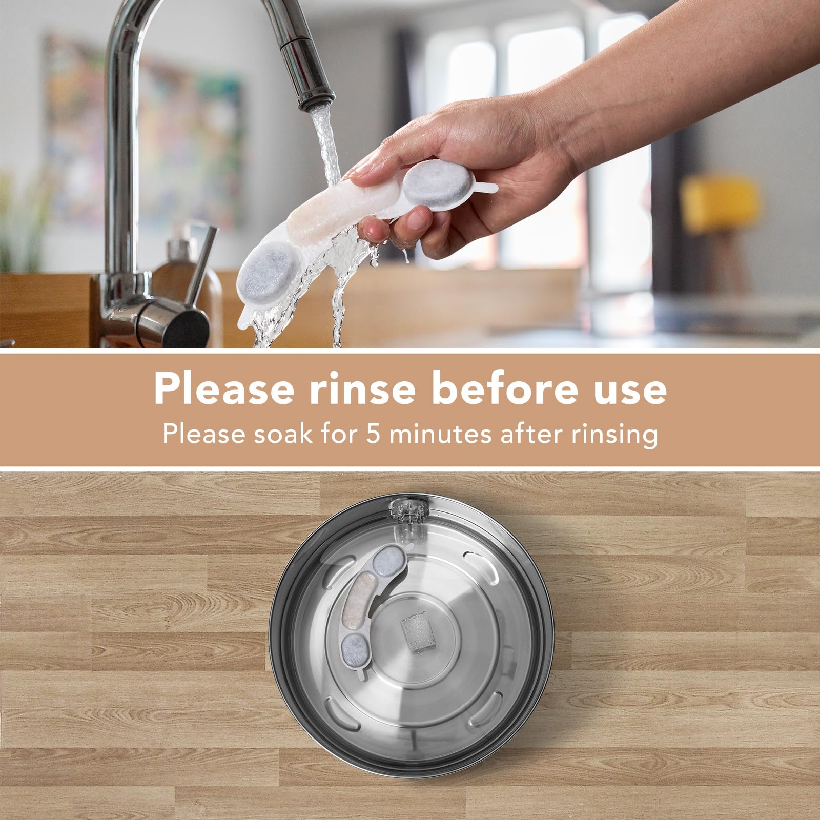 Smartoo Official 3 Packs Dog Water Filter Replacement And 3 Sponges For 7L/236Oz/1.8Gal Stainless Steel Dog Water Fountain