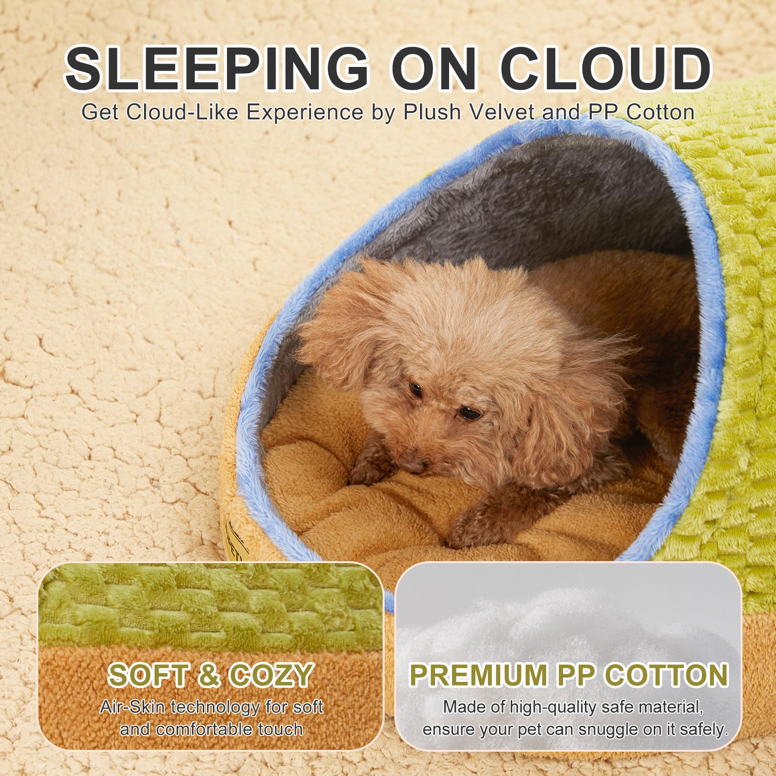 Jiupety Cat Beds For Indoor Cats, Cat Cave Bed And Kitten Bed, Hideway Cat House For Cat & Small Dog With Anti-Slip Bottom, Wash