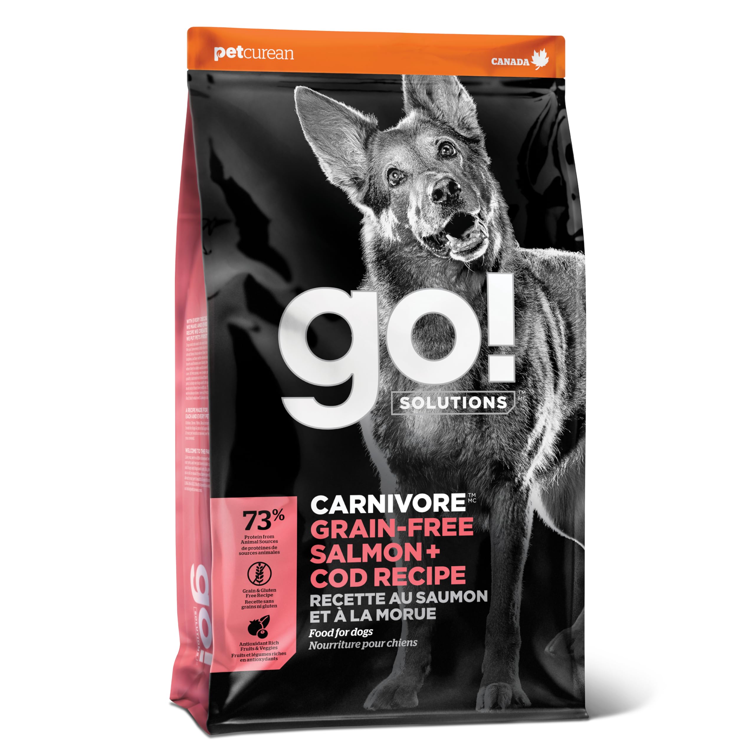 Go! Solutions Carnivore, Grain-Free, Protein Rich Dry Dog Food, Salmon and Cod Recipe, 12 lb Bag