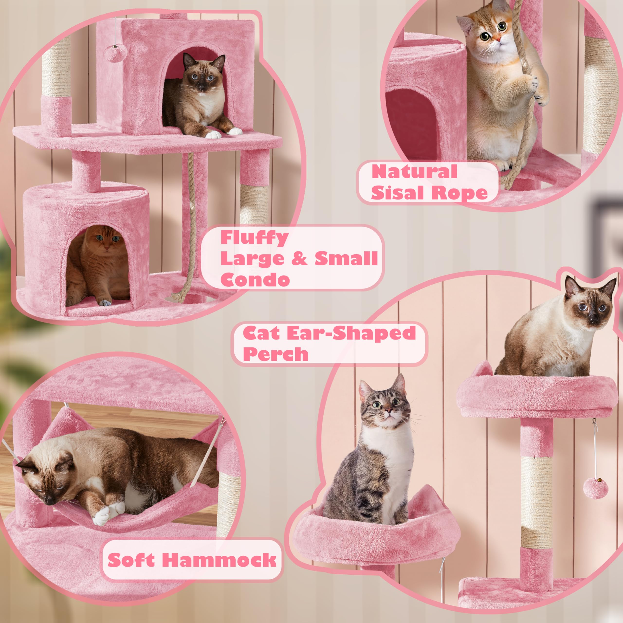 Yaheetech Cat Tree, 70.5In Cat Tower For Indoor Cats, Multi Level Cat Condo Activity Center Play House With Hammock, 2 Plush Per