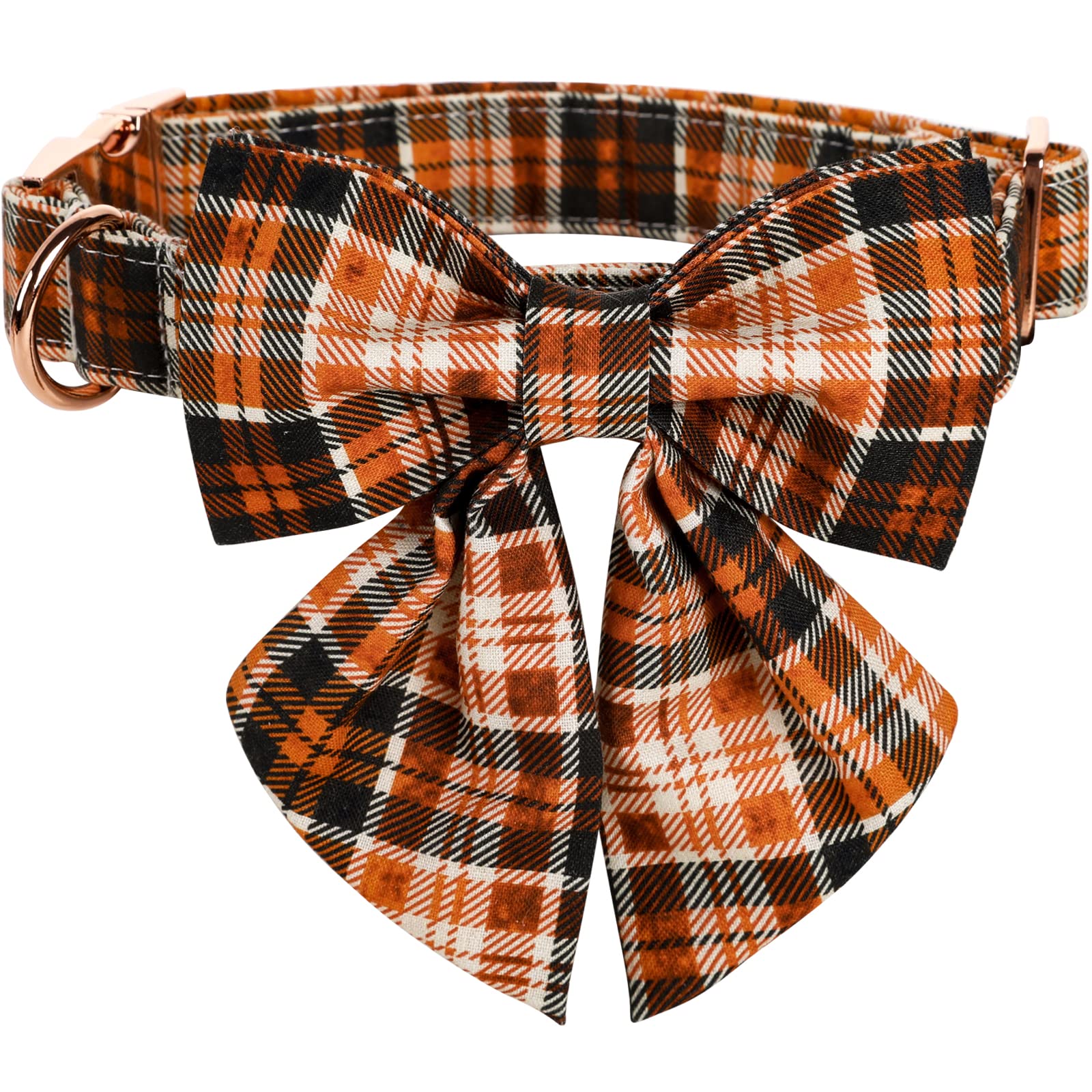 Lionet Paws Halloween Dog Collar With Bowtie - Cute Cotton Adjustable Fall Bowtie Dog Collar With Metal Buckle For Small Medium Large Dog Girl Boy Gift, Xxs, Neck 7-11In