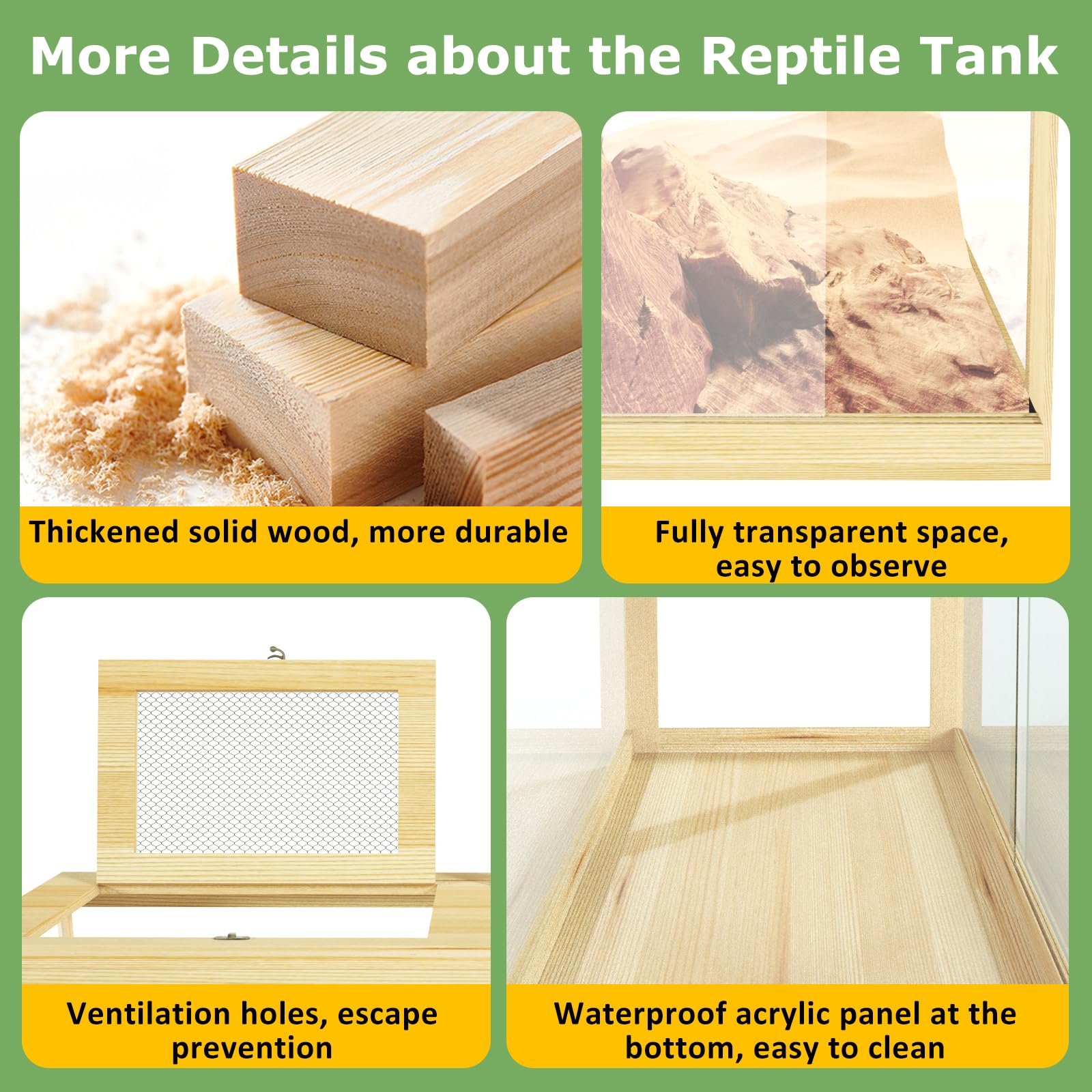67 Gallon Reptile Tank - 40 '' Lockable Sliding Door Bearded Dragon & Snake Tank With Metal Mesh Roof, Front Opening Terrarium F