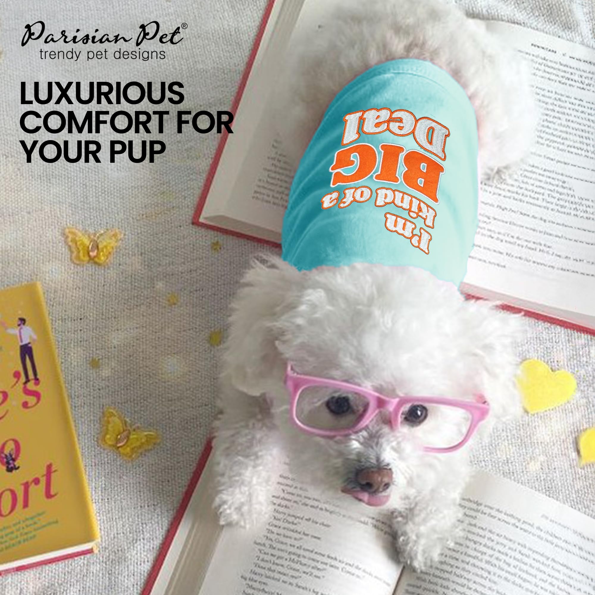 Parisian Pet Dog Tshirt - Embroidered  Im Kind Of Big Deal  Dogs Apparel - Lightweight And Skin Friendly Dog Clothes - Sleeveles