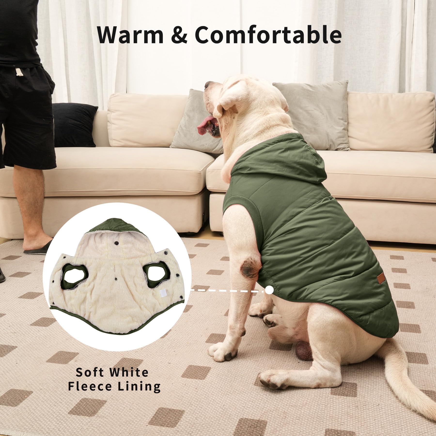 Vecomfy Fleece Lining Extra Warm Dog Hoodie In Winter,Small Dog Jacket Puppy Coats With Hooded Green Xs