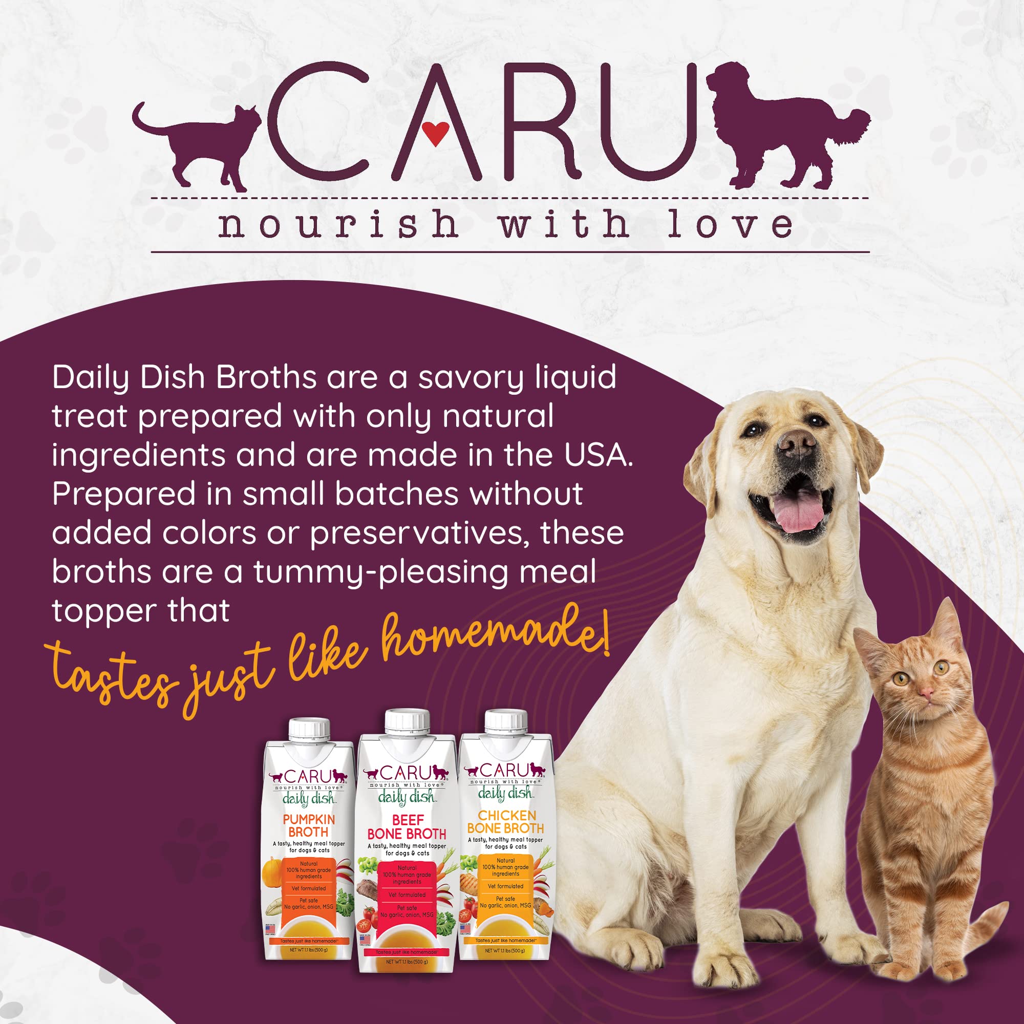 Caru Daily Dish Chicken Broth Meal Topper for Dogs and Cats - 1.1 lbs
