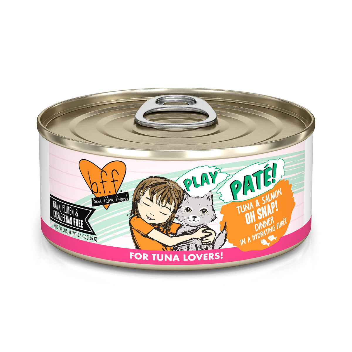 Weruva B.F.F. Play - Best Feline Friend Pat   Lovers, Aw Yeah!, Tuna & Salmon Oh Snap! With Tuna & Salmon, 5.5Oz Can (Pack Of 8)