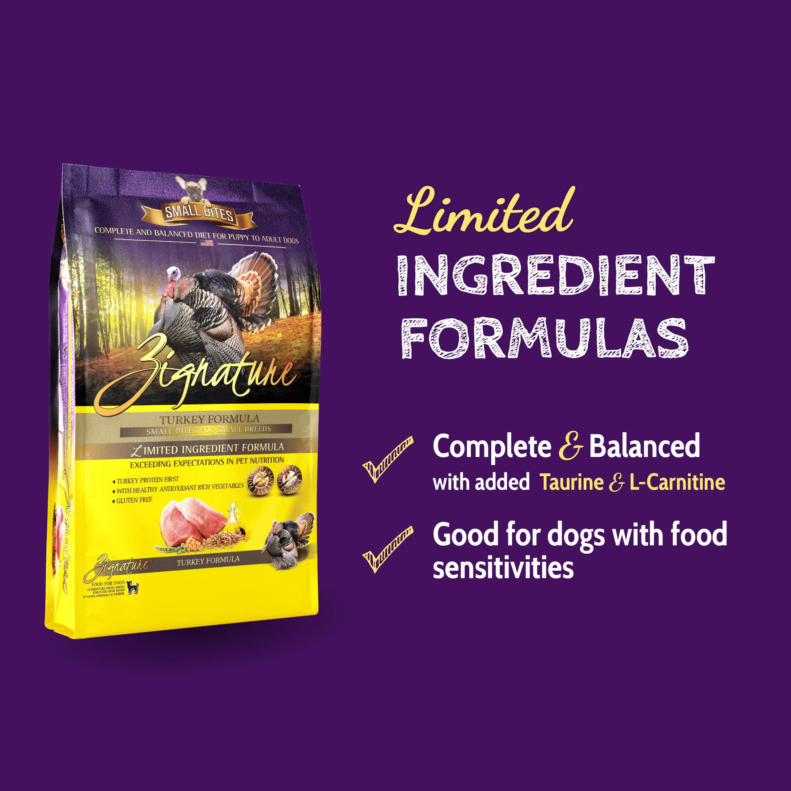 Zignature Turkey Limited Ingredient Formula Small Bites Dry Dog Food 12.5lb