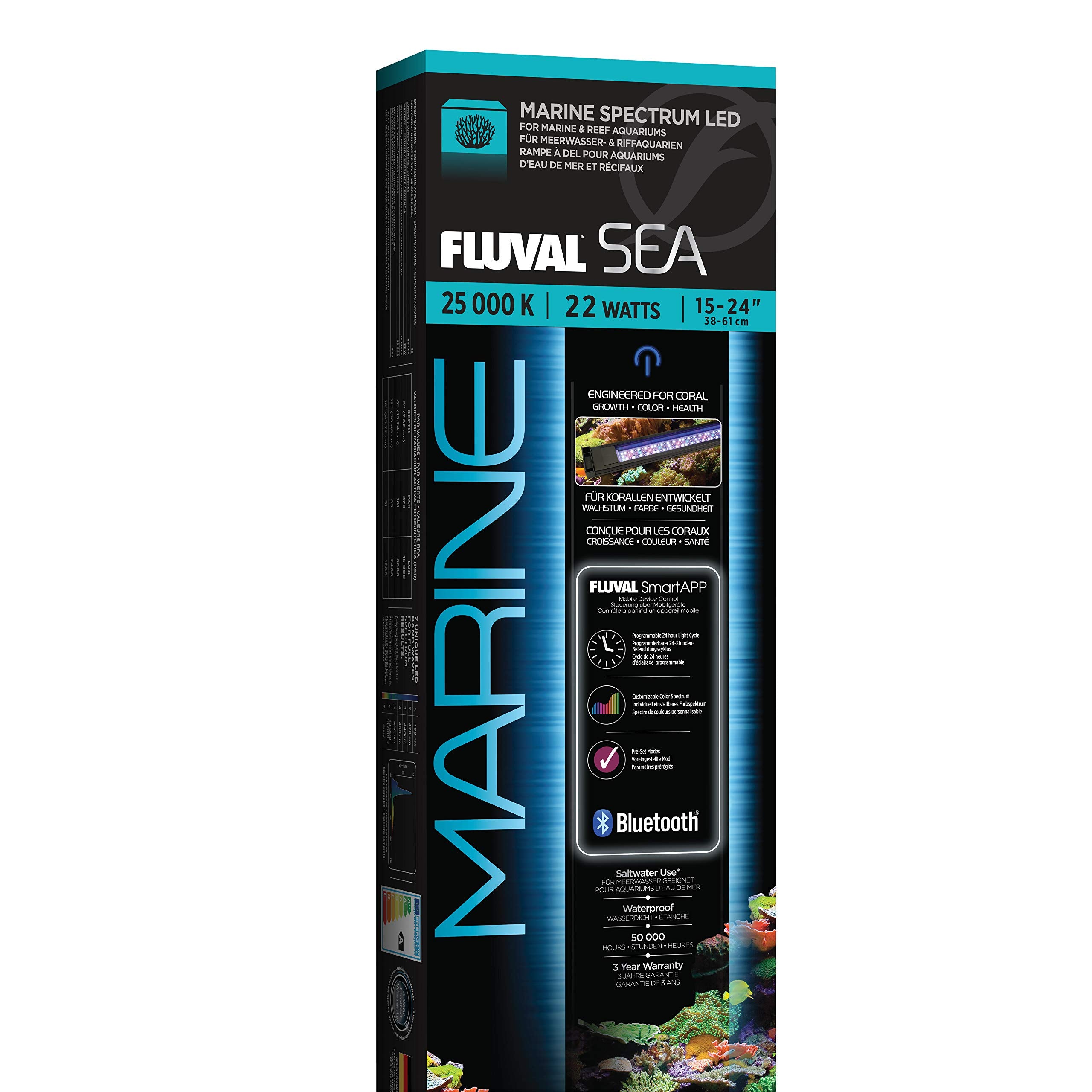 Fluval Sea Marine 3.0 Led Aquarium Lighting For Coral Growth, 22 Watts, 15-24 Inches