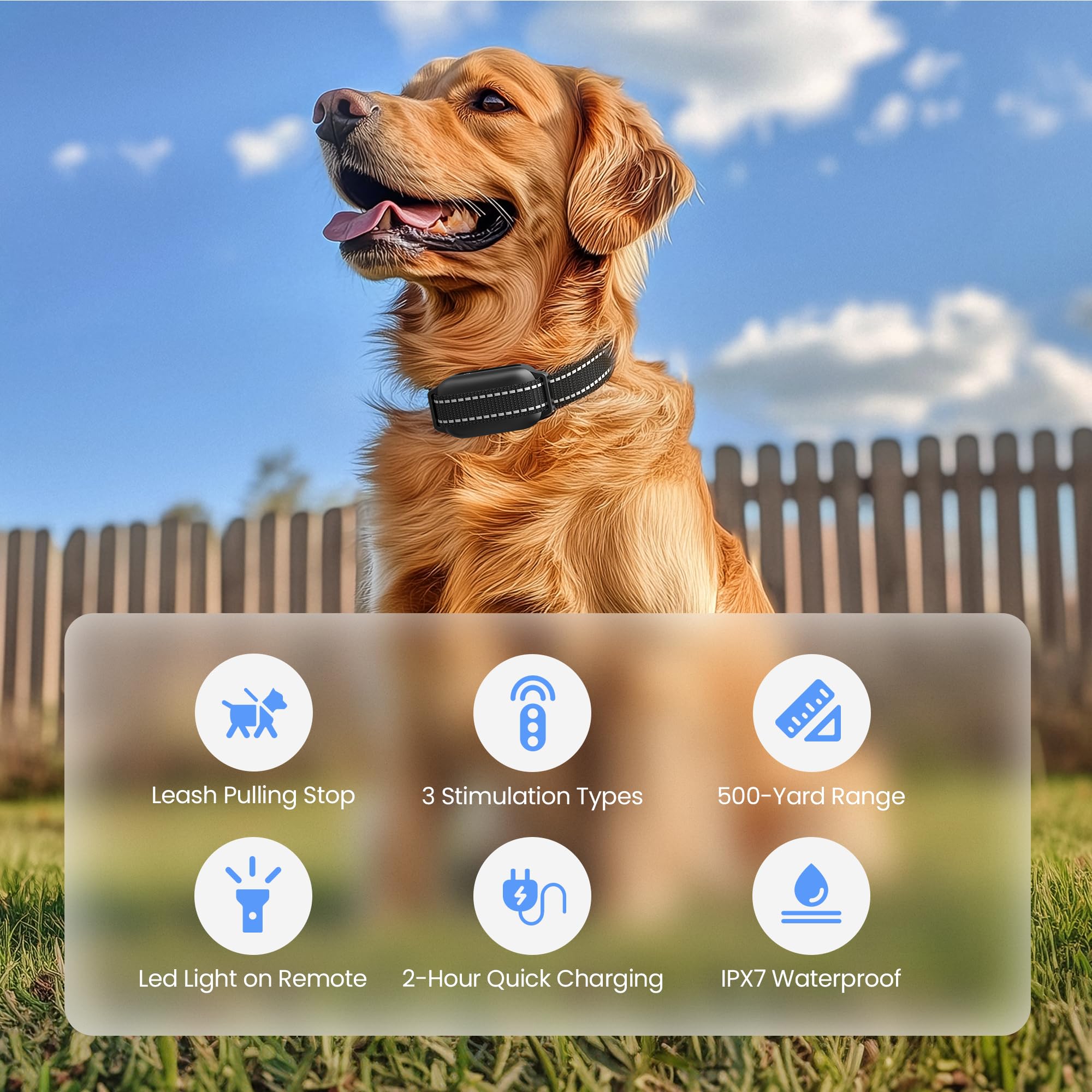 Anti-Tugging Dog Training Collar With Remote Control, Auto Leash Pulling Stop, 1600Ft Electric Collars With Beep, Vibration, Saf