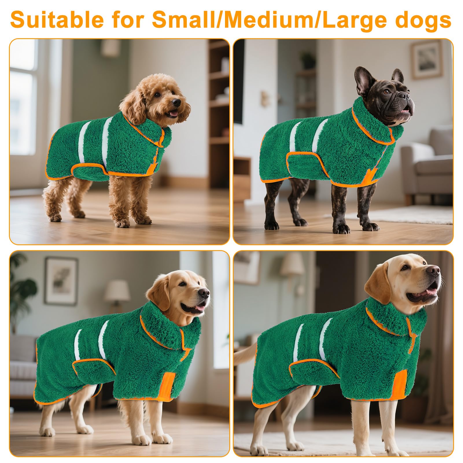 Bienbee Dog Bathrobe, Quick Drying Super Absorbent Dog Robes For After Bath, Warm Keeping Dogs Towel, Dogs Bath Supplies, Dark G