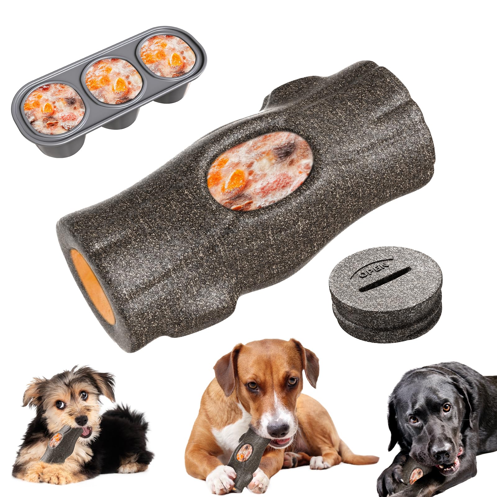 Yulohass Stump Shape Nylon Dog Chew Treat Toy With Filling Tray, Large Medium Dog Chew Toys For Teeth Grinding, Dogs Puzzle Inte