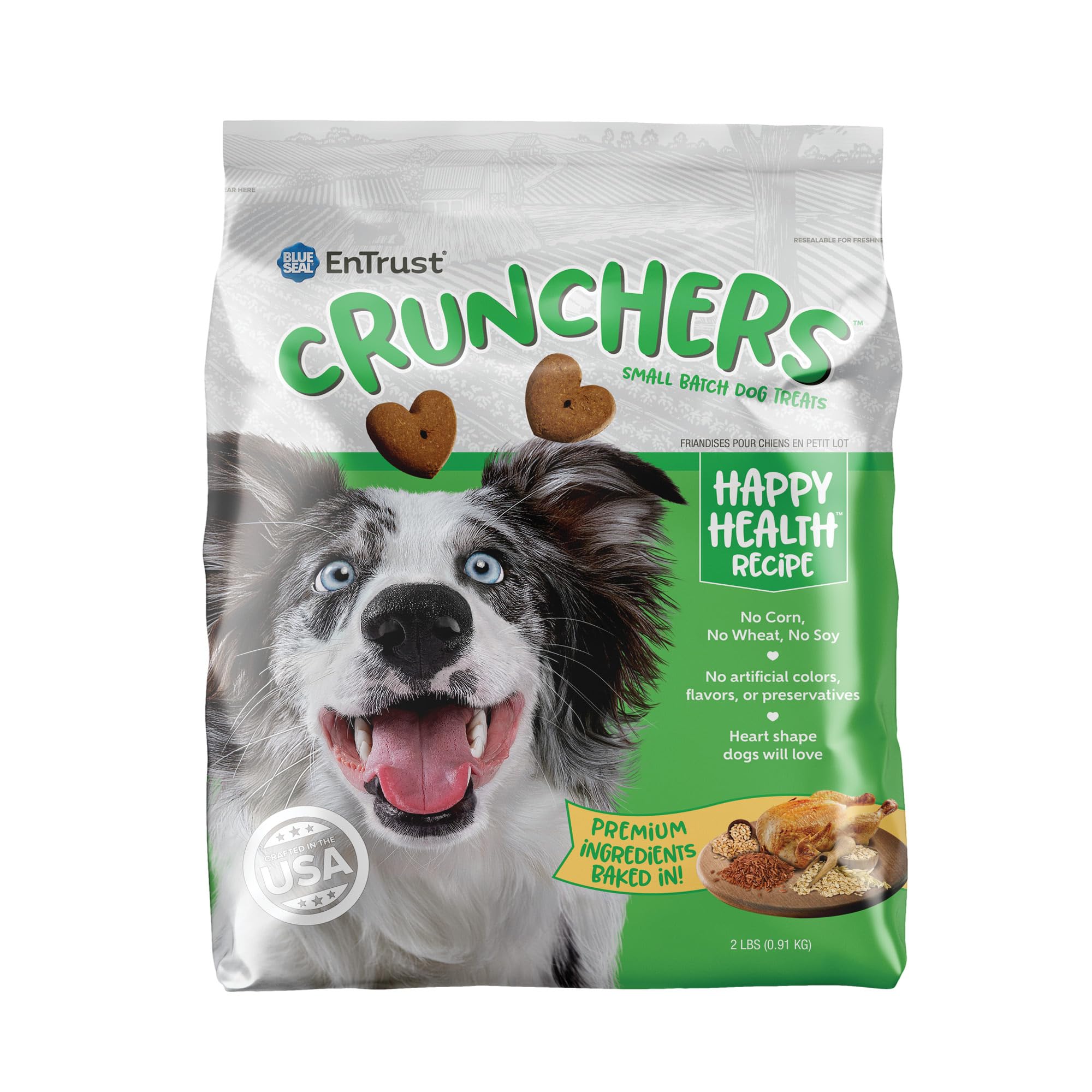 Blue Seal Kent Entrust Crunchers - Small Dog Treats, Happy Health Recipe - Crunchy Oven Baked Biscuits with Premium Ingredients,