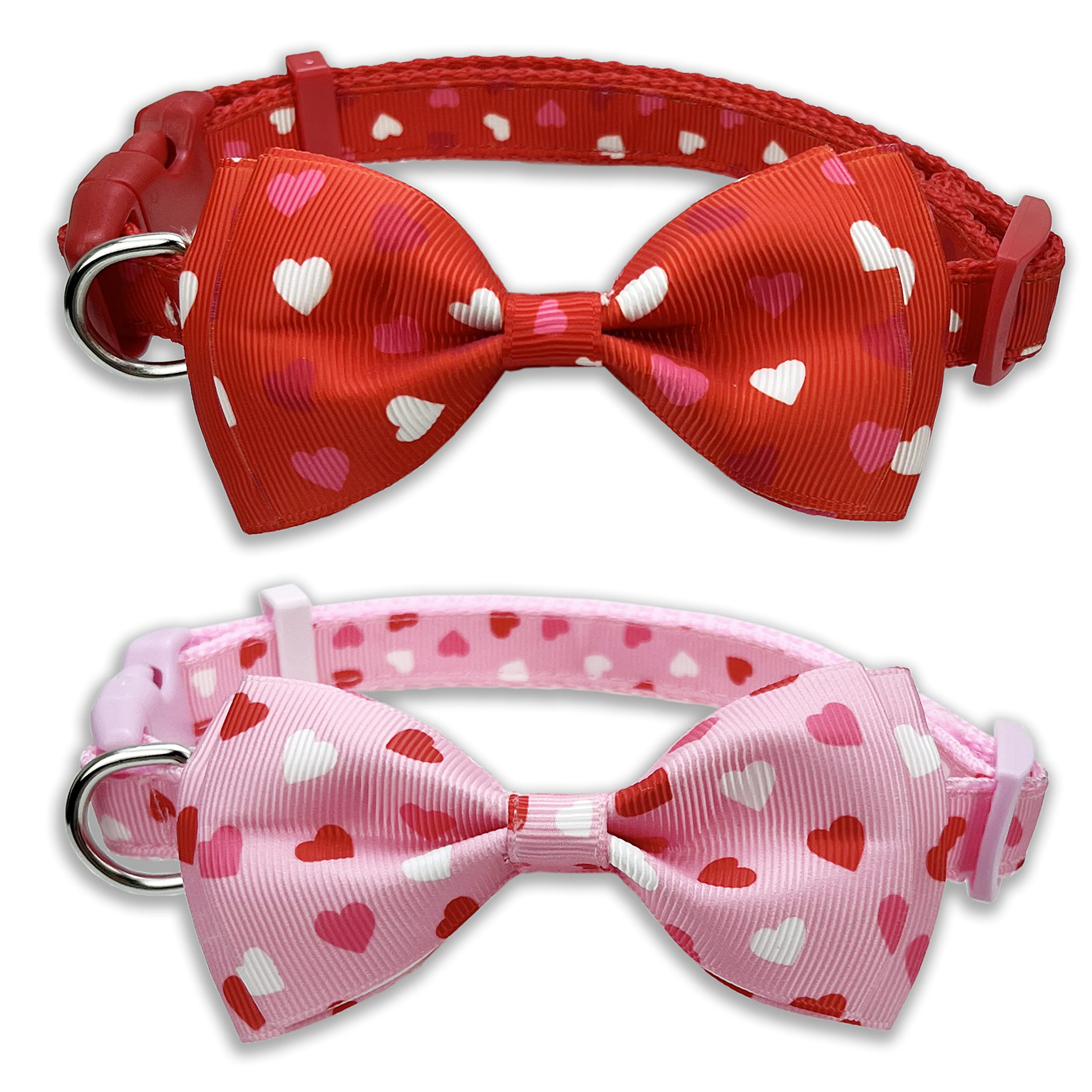 Valentine'S Day Dog Collar With Bow Tie, Holiday Cute Collar For Medium Girls Boys Dogs Puppy Pets