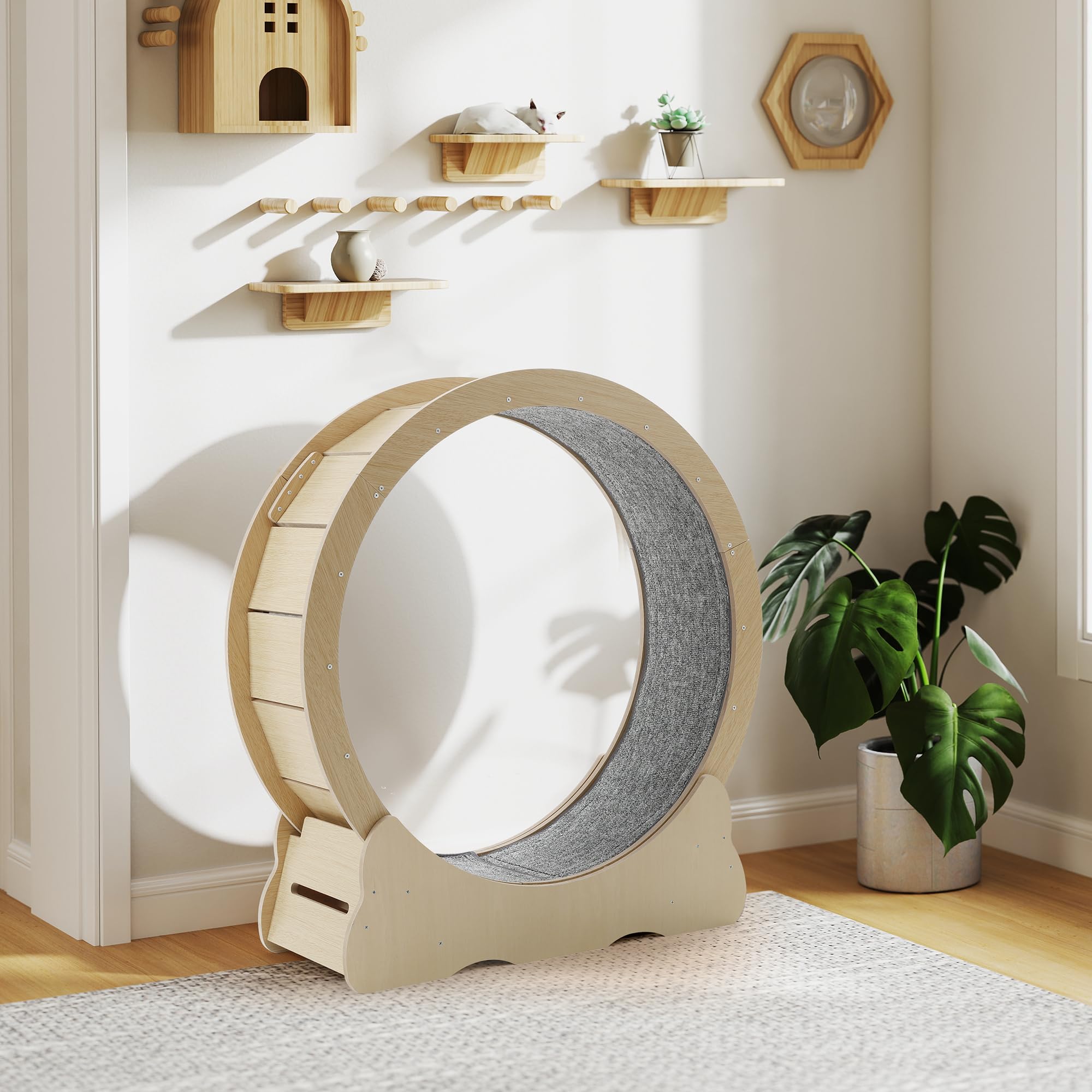 Jfhid Cat Wheel For Indoor Cats, Large Quiet Cat Treadmill With Detachable Carpeted Runway, 43.3    Exercise Running Wheel For P