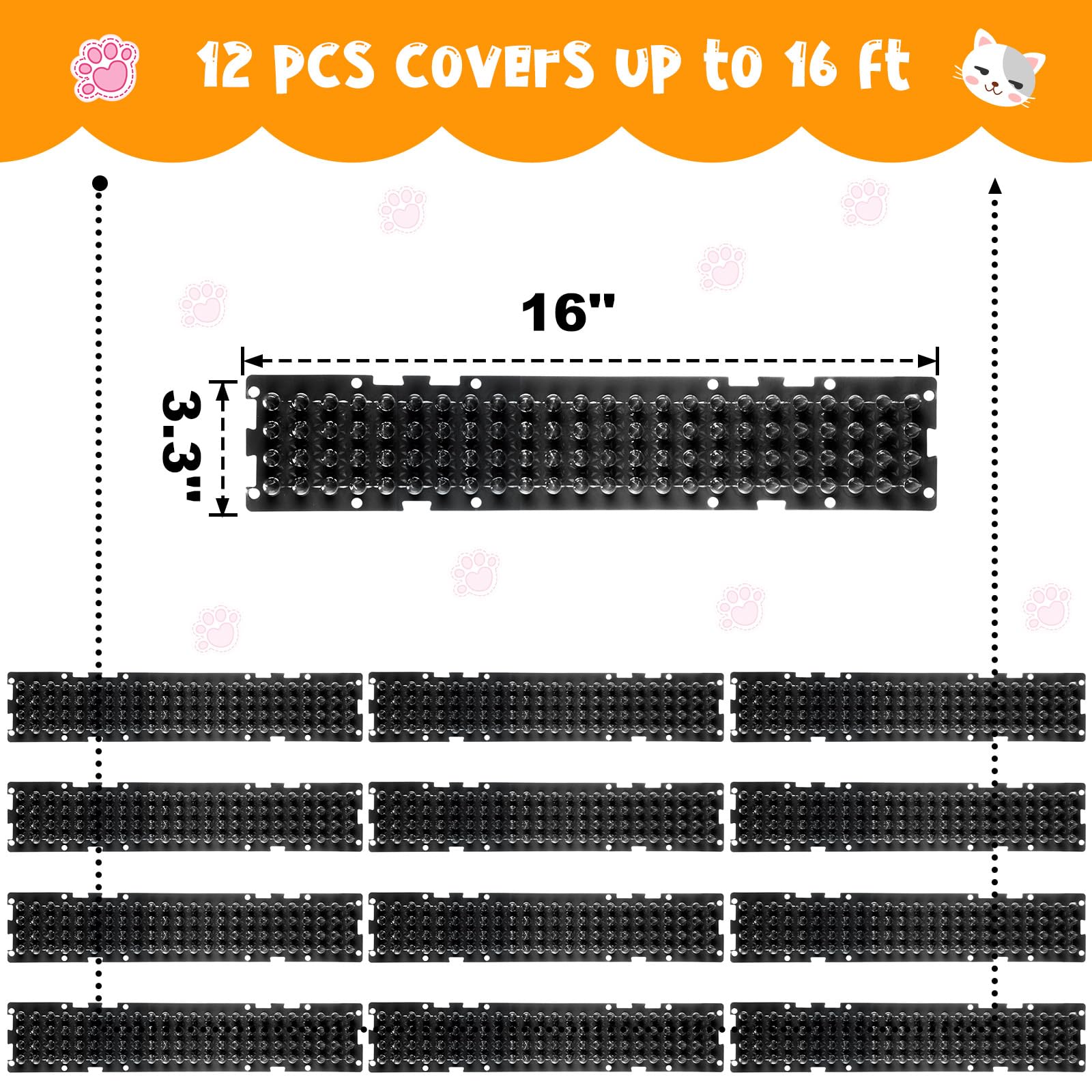 Nuanchu 12 Pieces Cat Deterrent Mat Cat Repellent Mat with Spikes Keep Dogs Off Counter Anti Pet for Outdoor Indoor Plants Garde