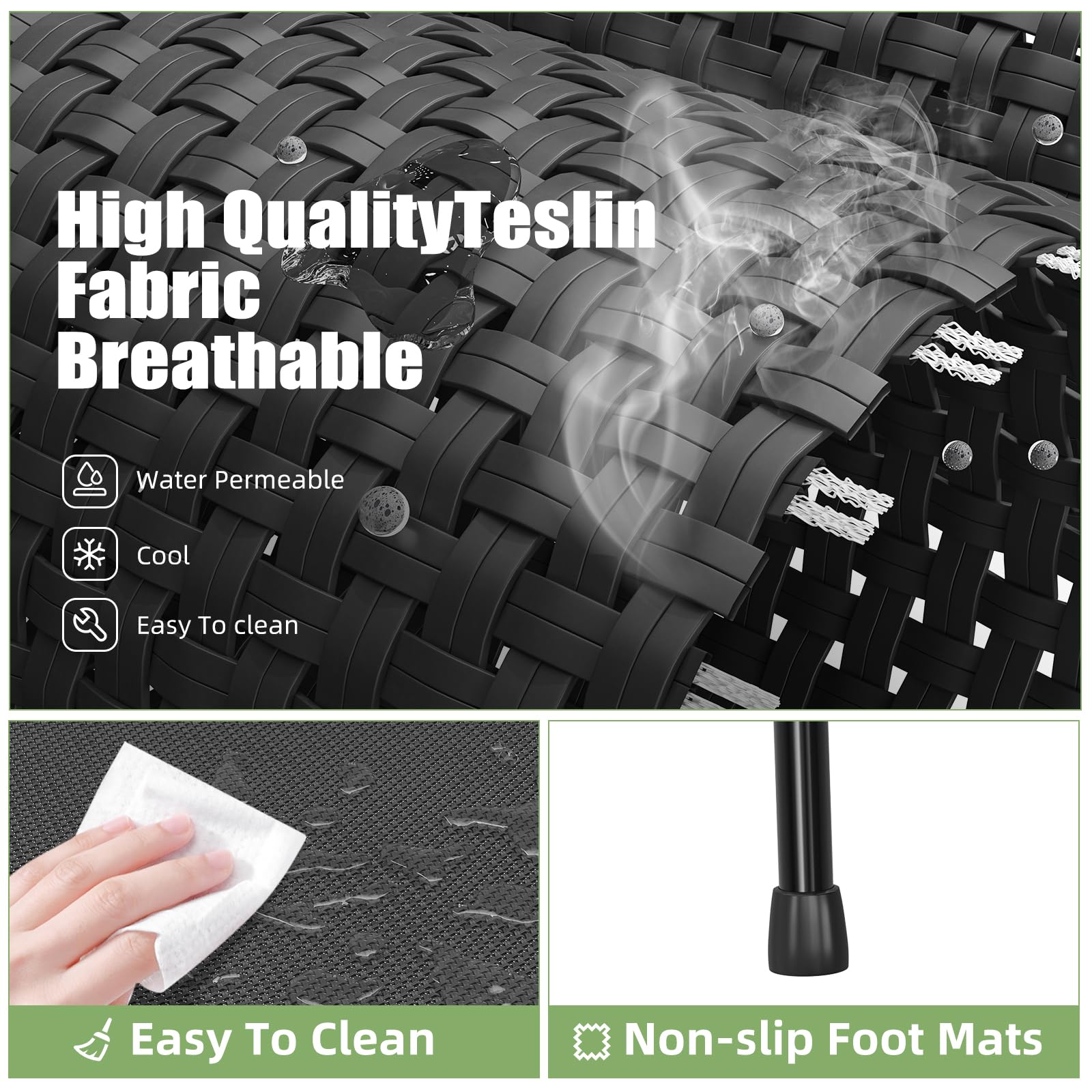 Ekisemio Elevated Dog Bed for Large Dogs, Portable Indoor & Outdoor Cooling Raised Cot Pet Hammock Bed with Skid-Resistant Feet,