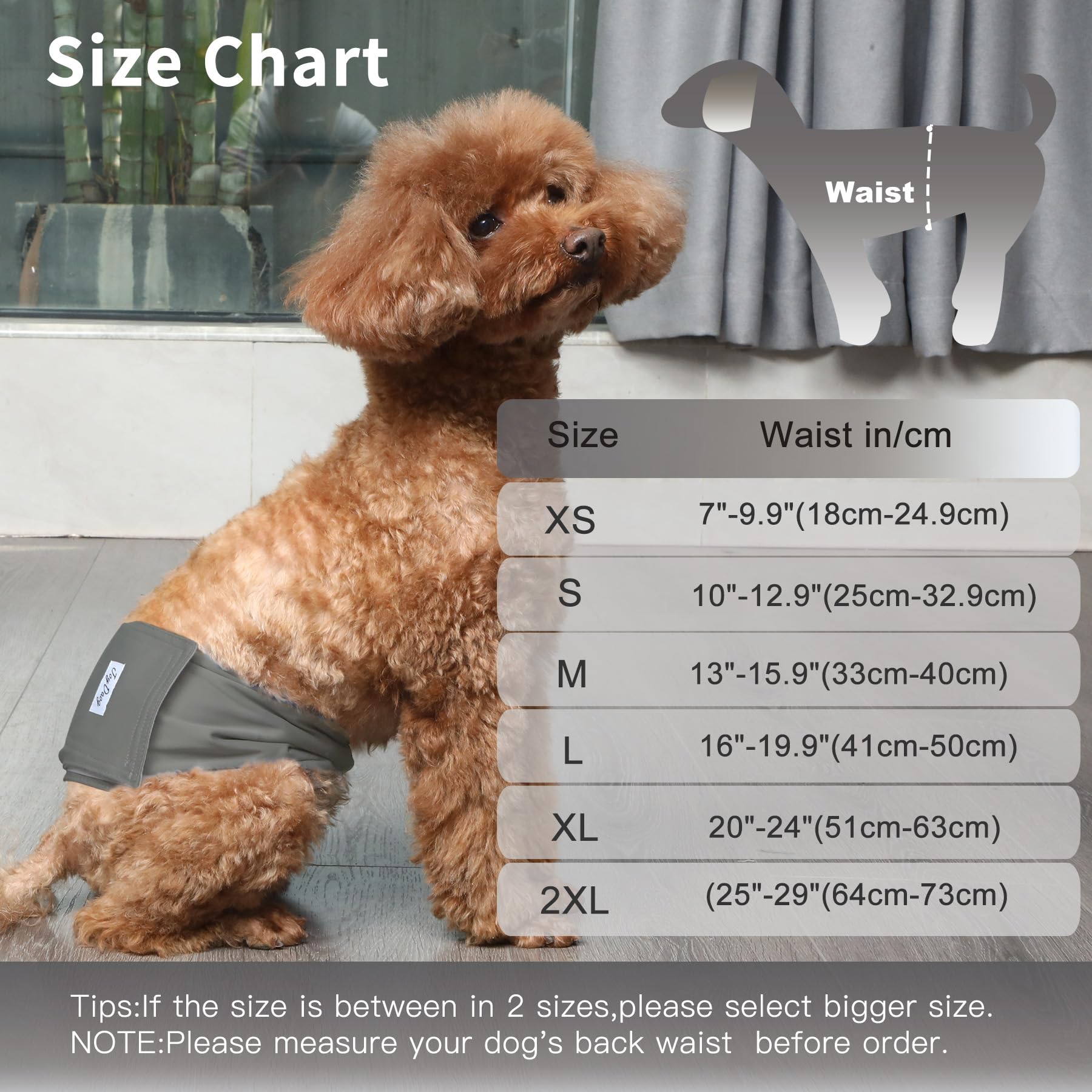 JoyDaog Reusable Dog Belly Bands for Male Dogs Diapers,5 Pack Premium Washable Dog Diapers Male Doggie Nappies Wrap,L