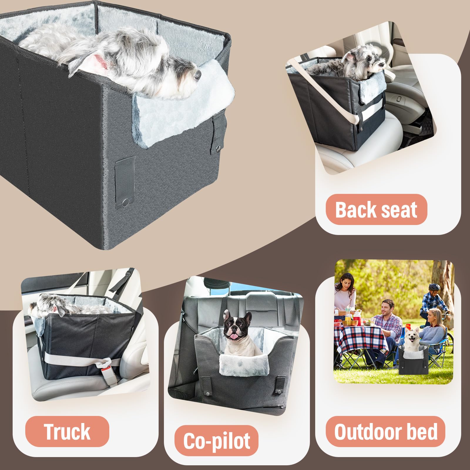 Novolab Dog Car Seat For Small Dogs Or Medium Size Dog Portable Car Booster Seat For Dogs With Harness And Thick Cushion, Perfec