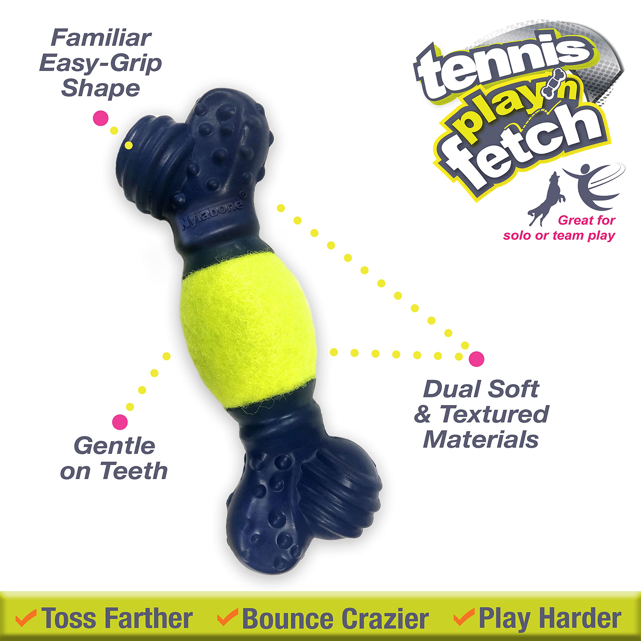 Nylabone Power Play Tennis Play 'N Fetch Interactive Dog Toy