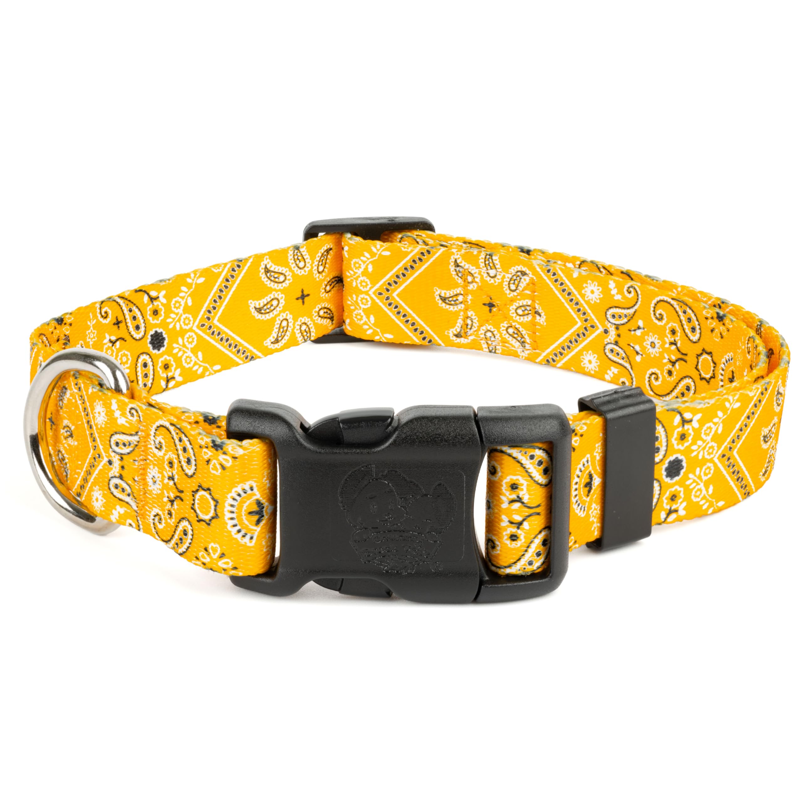 Country Brook Petz - Deluxe Yellow Bandana Dog Collar - Made In The U.S.A. - Country And Western Collection Featuring Rustic Des