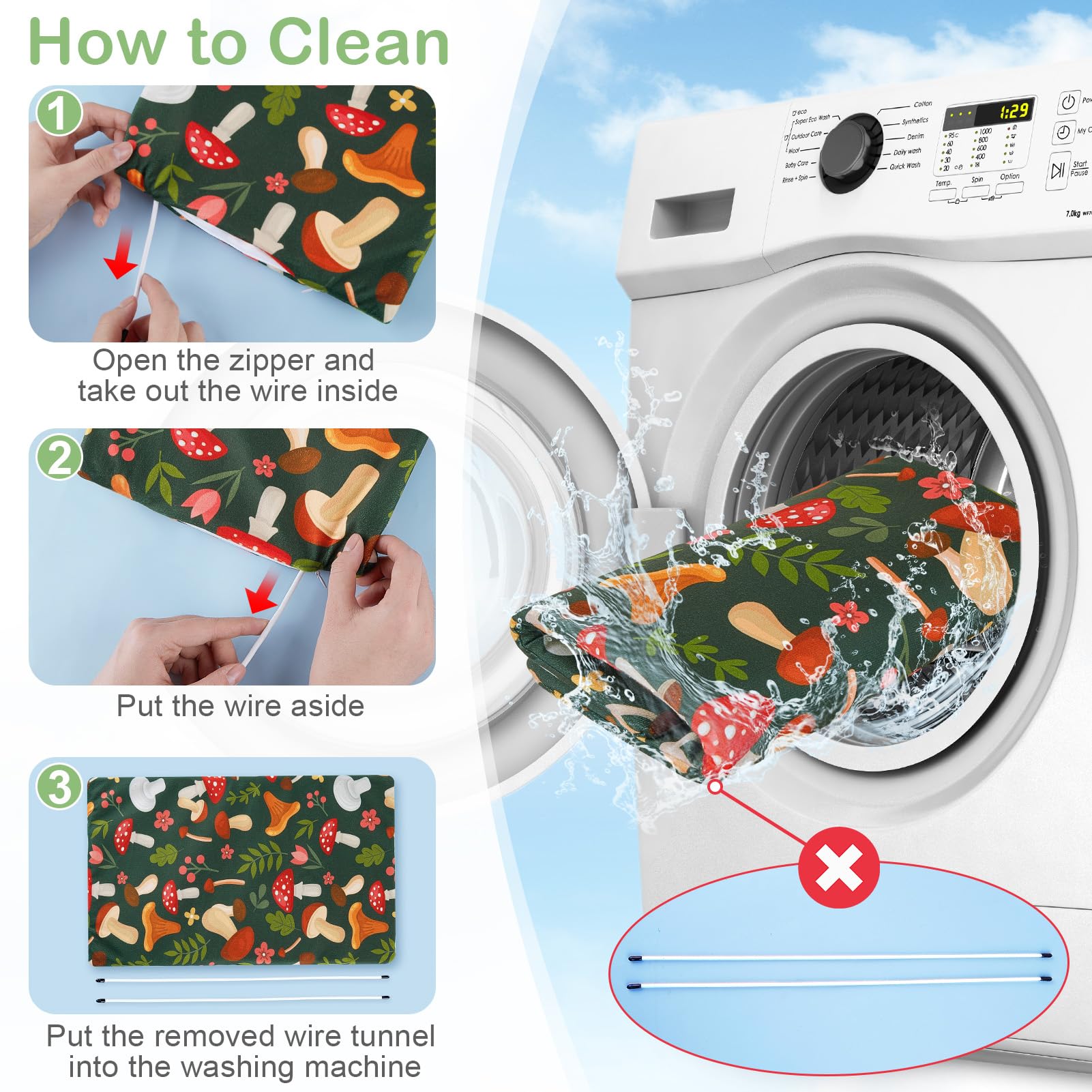 Bienbee Guinea Pig Tunnel, Guinea Pig Hideout, Washable Rabbit Tunnel And Bunny House, Rabbit Toys In Cages For Guinea Pig Bunny Rabbit Small Animal Green Mushroom