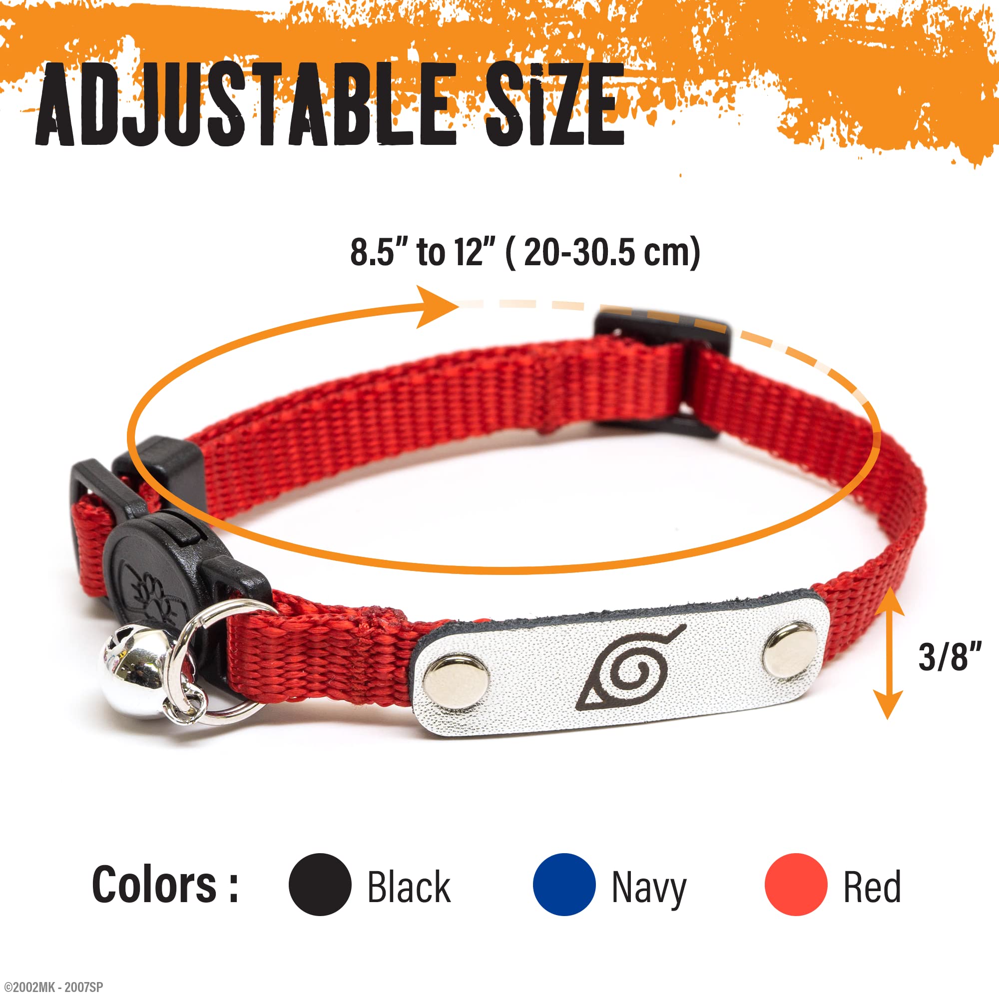 Naruto Cat Collars For Girl Cats, Boy Cats & Small Kitten Collar With Bell | Officially Licensed Naruto Shippuden Hidden Leaf Village Headband Breakaway Cat Collars For Naruto Gifts (Black, Ninja)