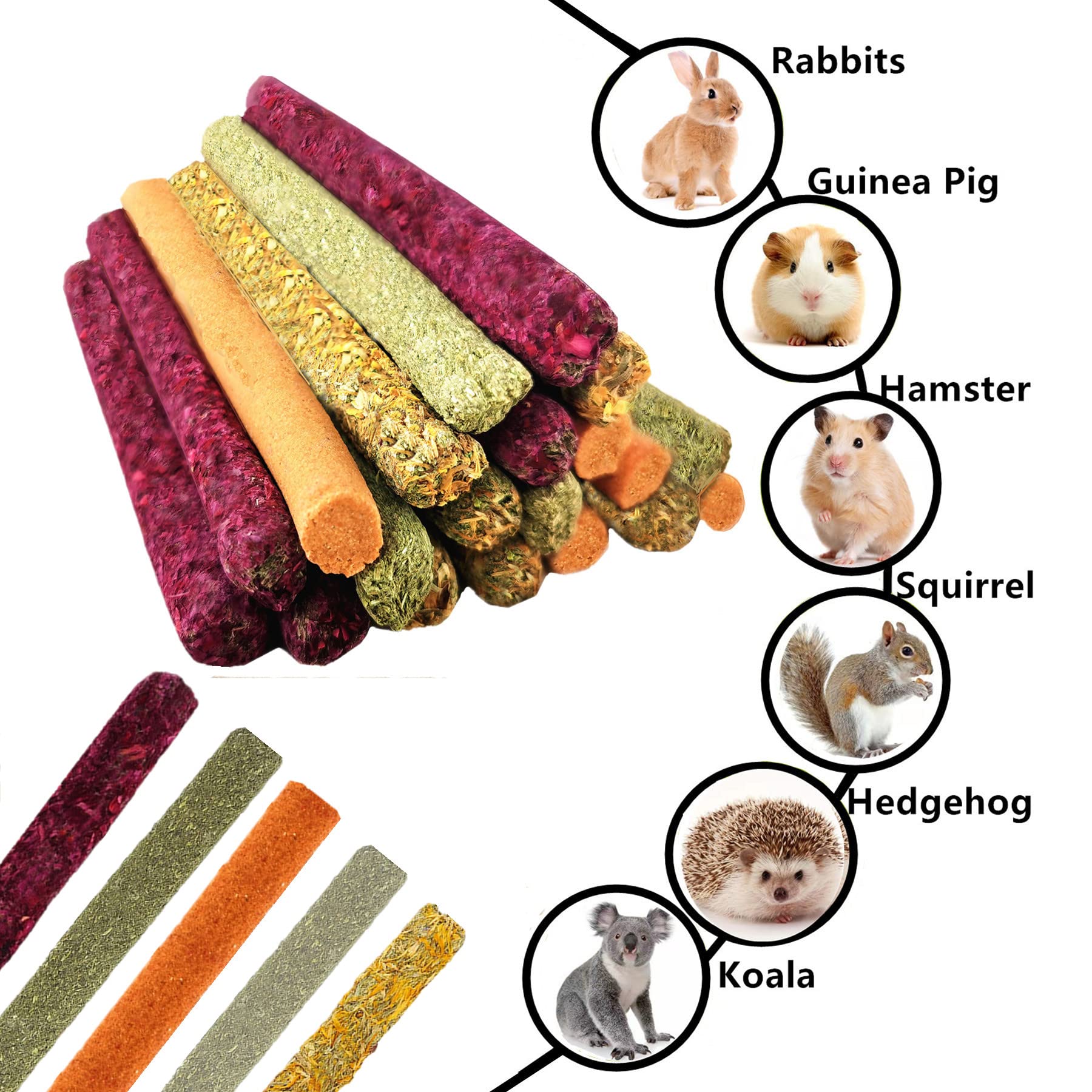 Grembeb Rabbit Toys,Timothy Hay Stick For Guinea Pig Toy Bunny Chew Toys For Teeth Grinding Hamster Alfalfa Bite Treat Rabbit Mo