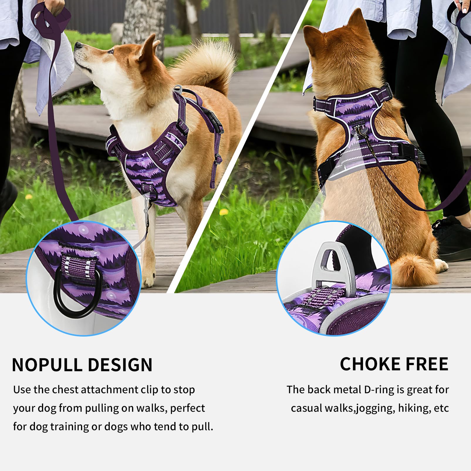 Timos Dog Harness,No-Pull Pet Harness Adjustable Soft Padded Dog Vest,Reflective No-Choke Pet Oxford Vest With Easy Control Hand
