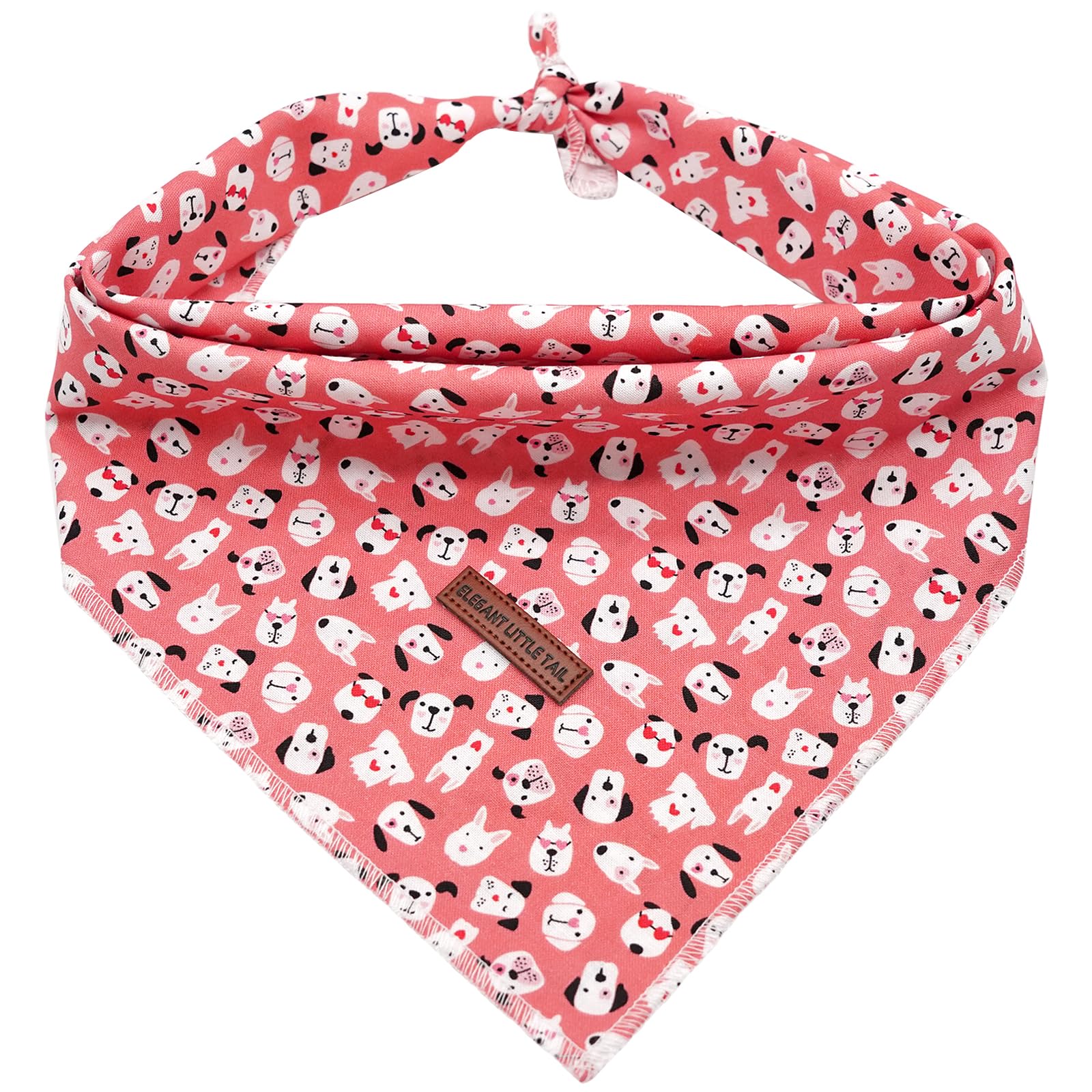 Elegant Little Tail Bandana, 1Pc Washable Dog Scarf - Cute Print Female/Male Square Bib Kerchief - Adjustable Pet Bandana For Me