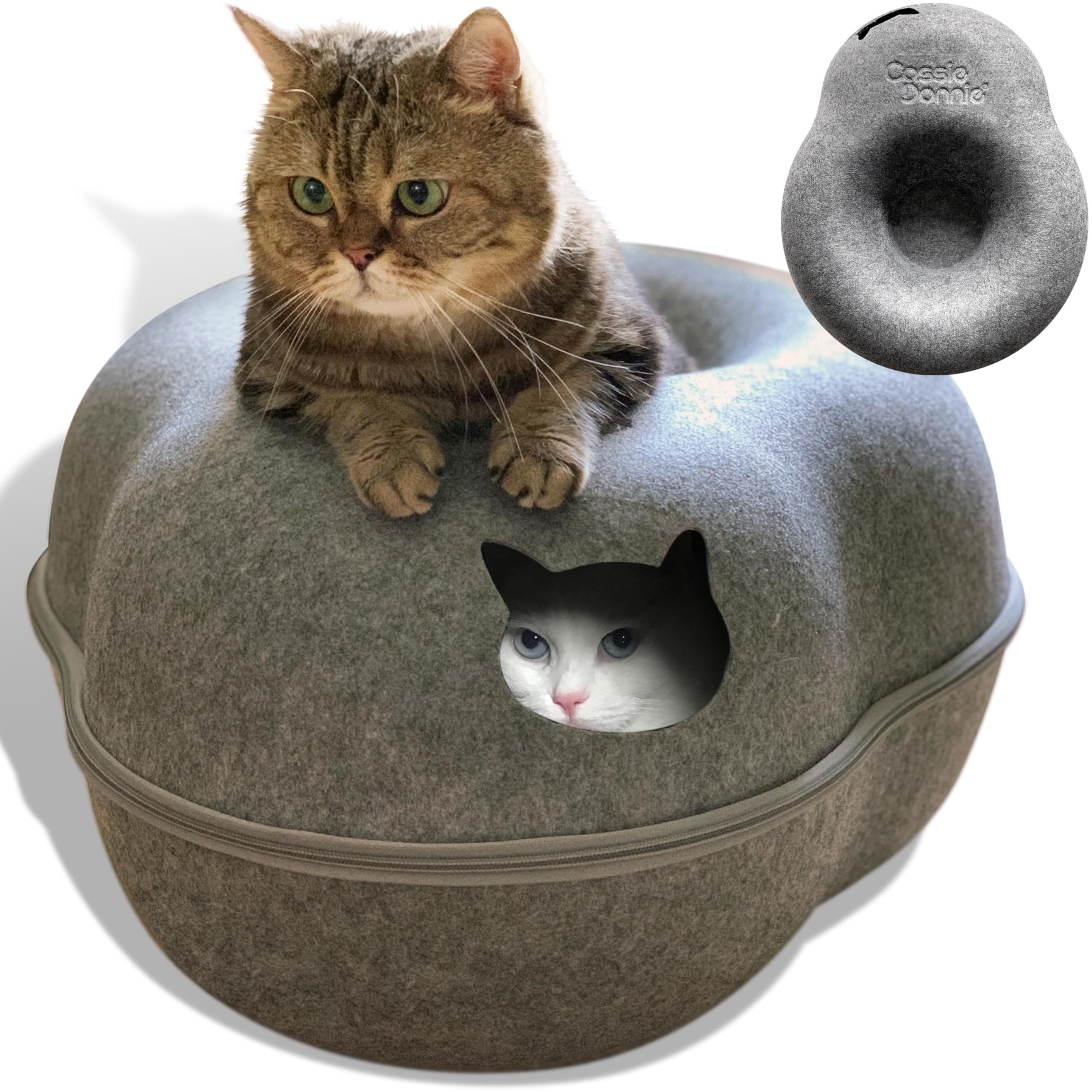 Premium Cat Bed Cavetunnel Hiding Places For Indoor Cats(Large) Houses & Condos. Washable100% Nontoxic Eco-Friendly. Spaciousfor