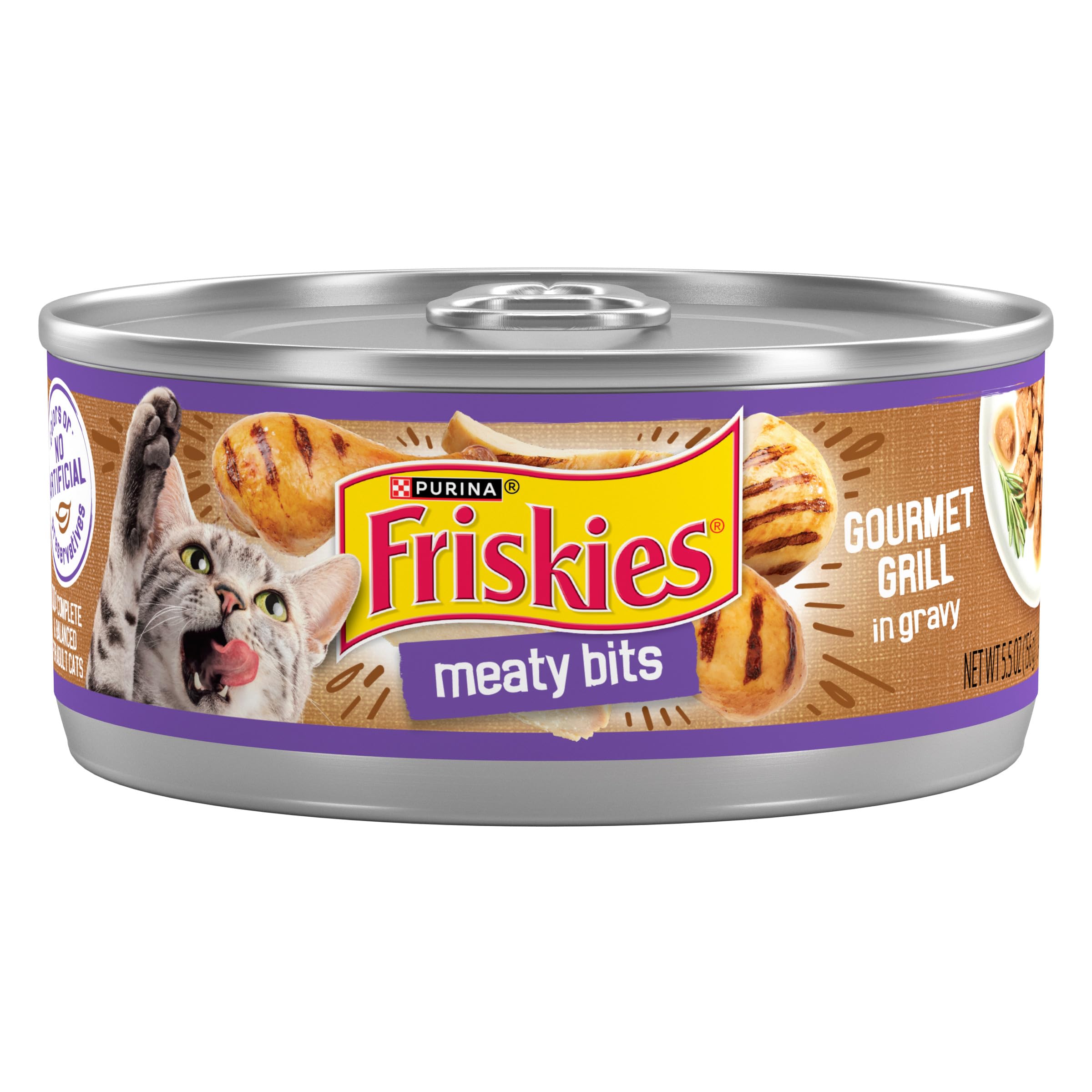 Purina Friskies Wet Cat Food, Meaty Bits Gourmet Grill in Gravy - (Pack of 24) 5.5 oz. Cans