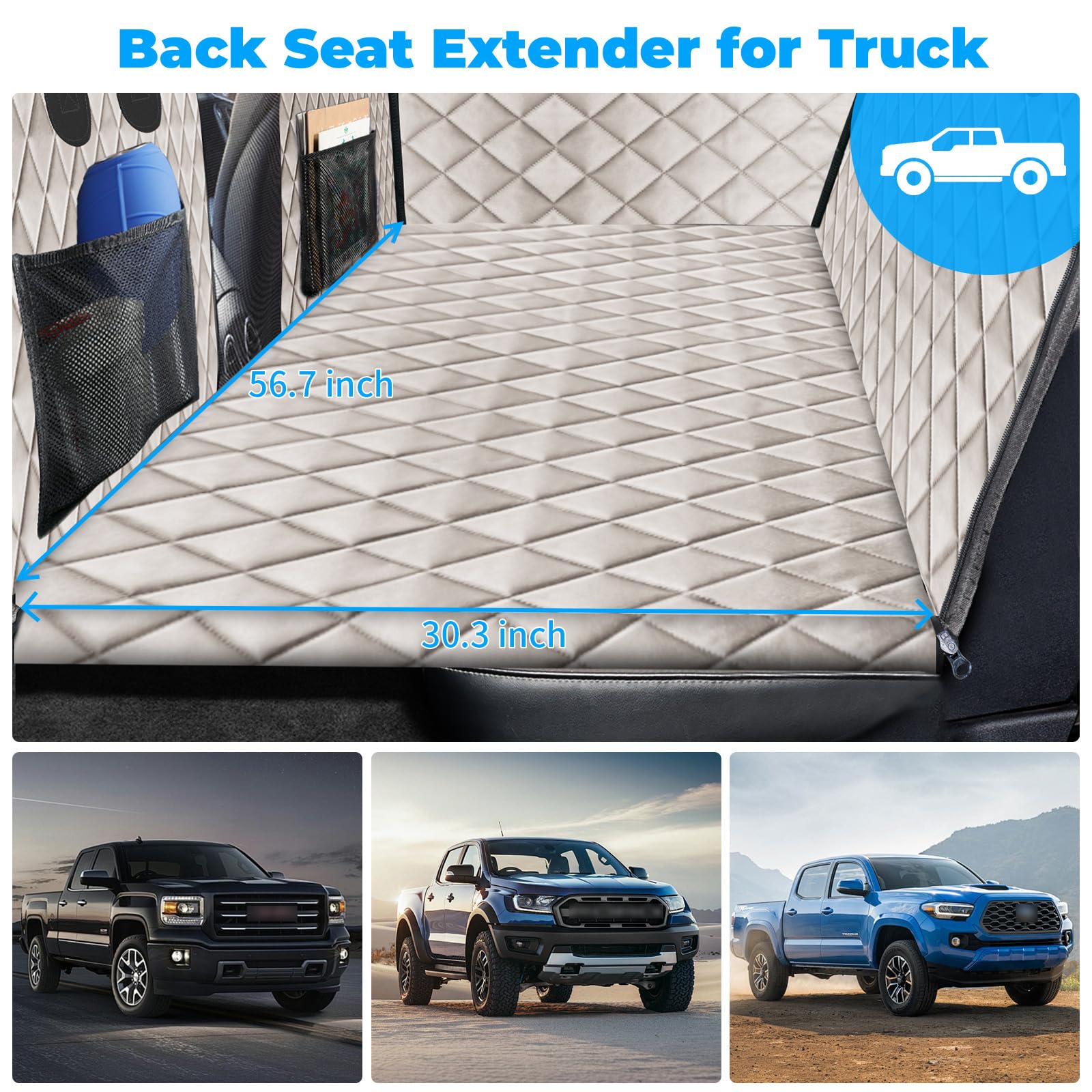 Urpower Xl Dog Back Seat Extender For Crew Cab Truck, Hard Bottom Dog Car Seat Cover Waterproof Dog Car Hammock Pet Backseat Bed, Pet Truck Accessories For F150 / Ram 1500/ Tundra Crew Cab