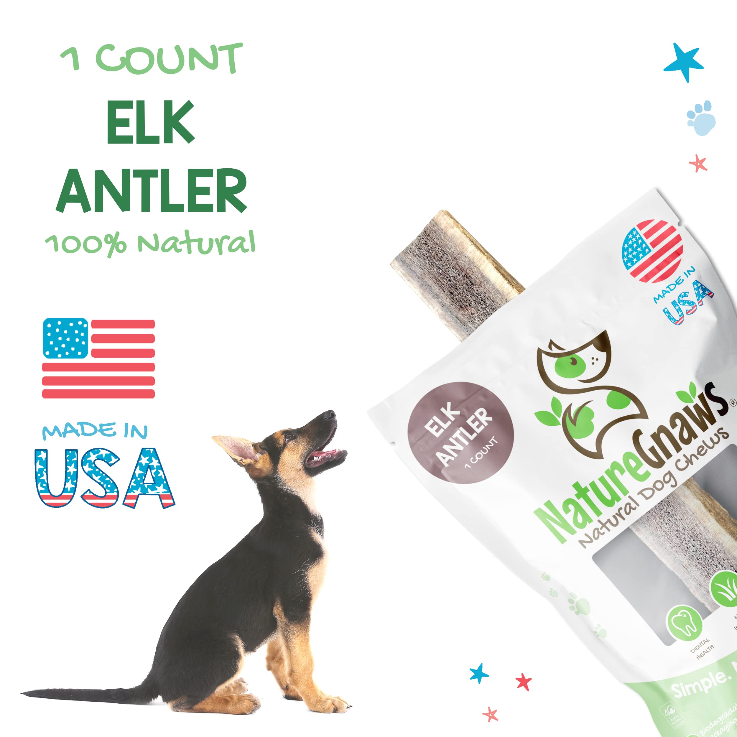 Nature Gnaws Elk Antlers For Large Dogs - Premium Natural Usa Antler - Long Lasting Dog Bones For Aggressive Chewers - Mix Of Split And Whole - 5-8 Inch -Like New