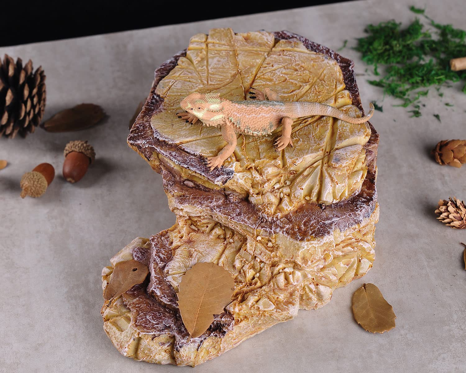 Ibwell Turtle Basking Climbing Platform Aquarium Fish Tank Ornament Reptile Climbing Ramp Decorations For Salamanders Amphibians Newts, Terrace Tortoise Resting - Sandybrown