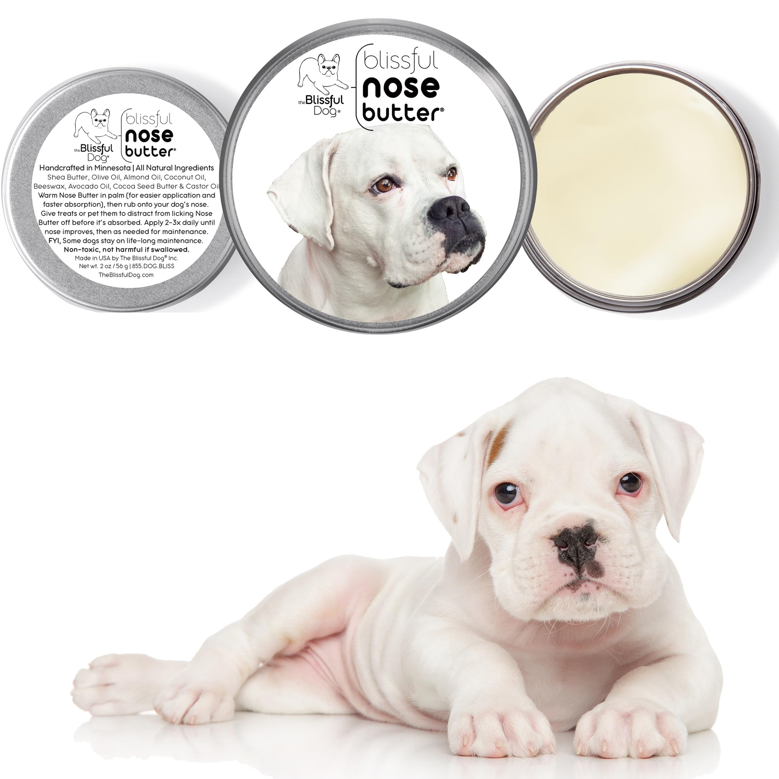 The Blissful Dog White Boxer Unscented Nose Butter - Dog Nose Butter, 16 Ounce