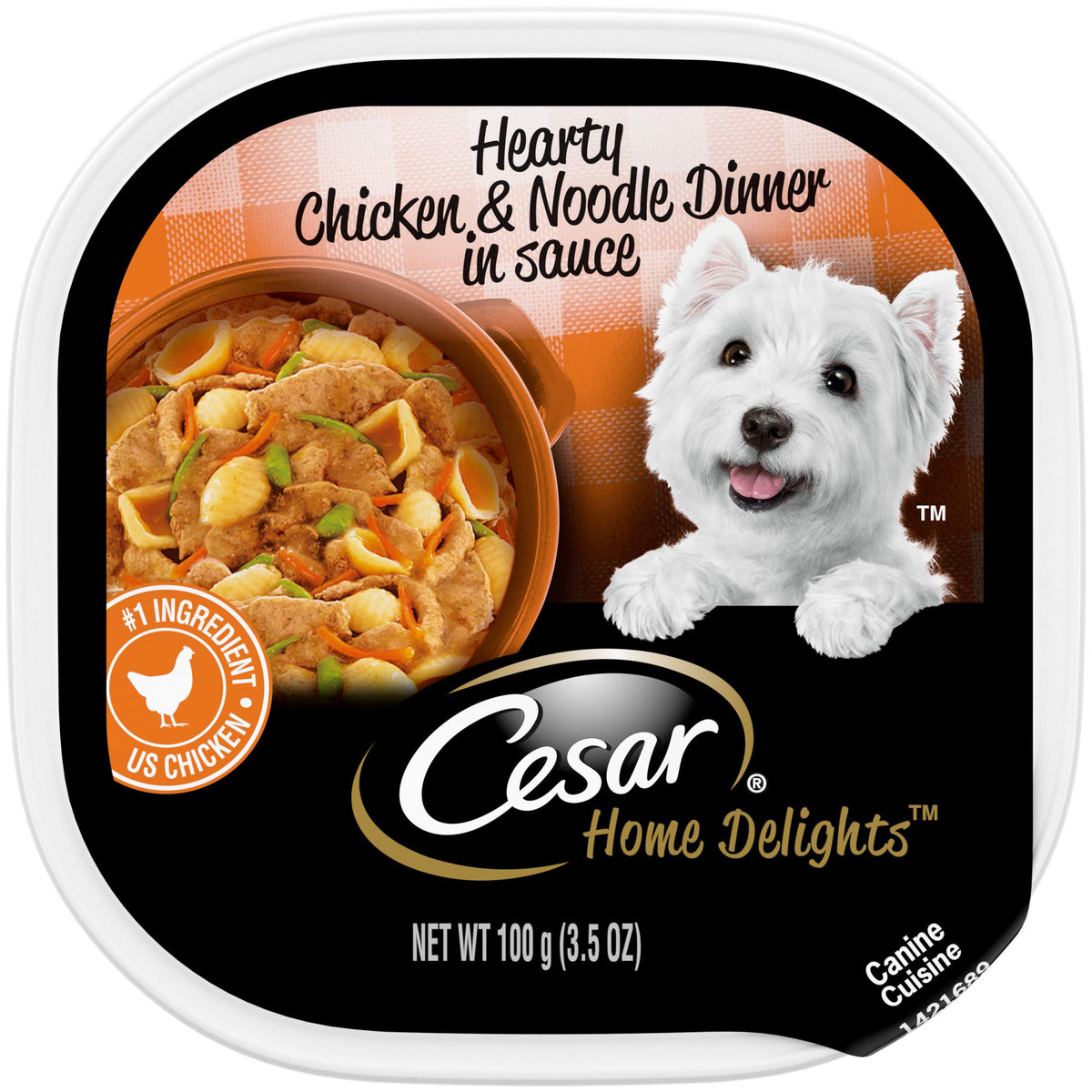 Cesar Home Delights Adult Wet Dog Food Hearty Chicken & Noodle Dinner In Sauce, 3.5 Oz. Easy Peel Trays, Pack Of 24