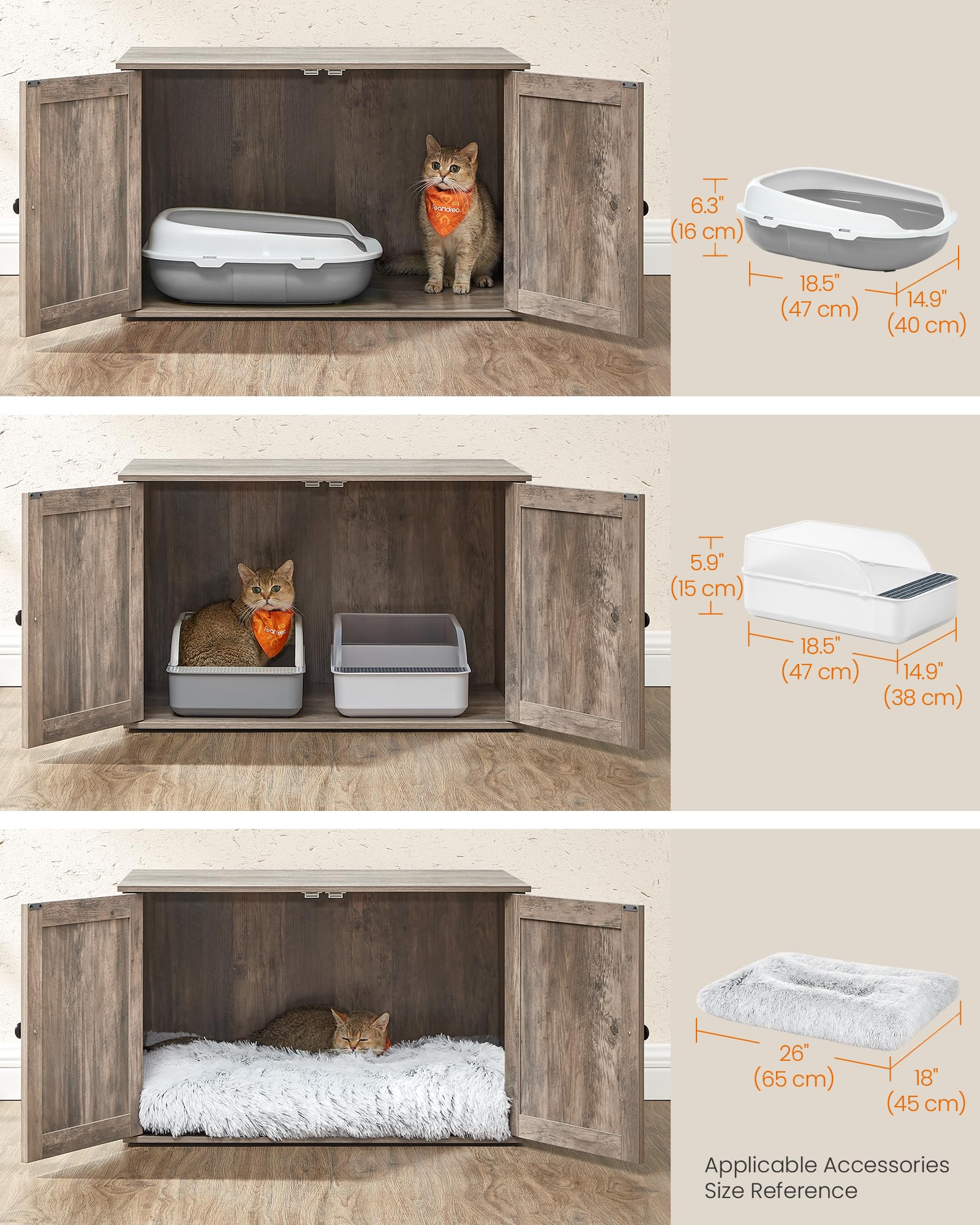 Feandrea Cat Litter Box Enclosure, Litter Box Furniture Hidden, Indoor Cat House, End Table, 27.6 X 19.7 X 19.7 Inches, Heather