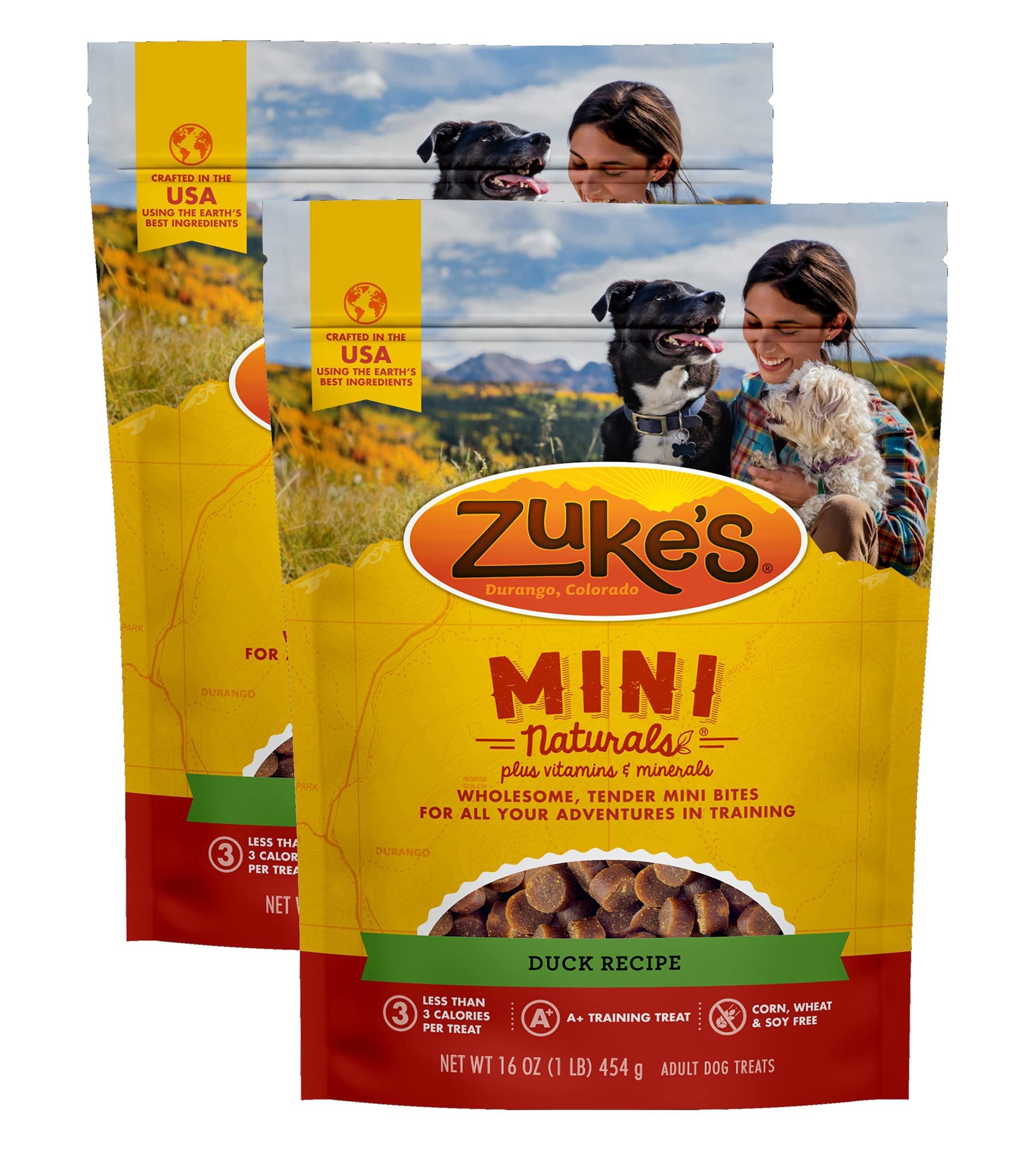 Zukes Mini Naturals Training Dog Treats Duck Recipe, 16 OZ Bag (Pack of 2)
