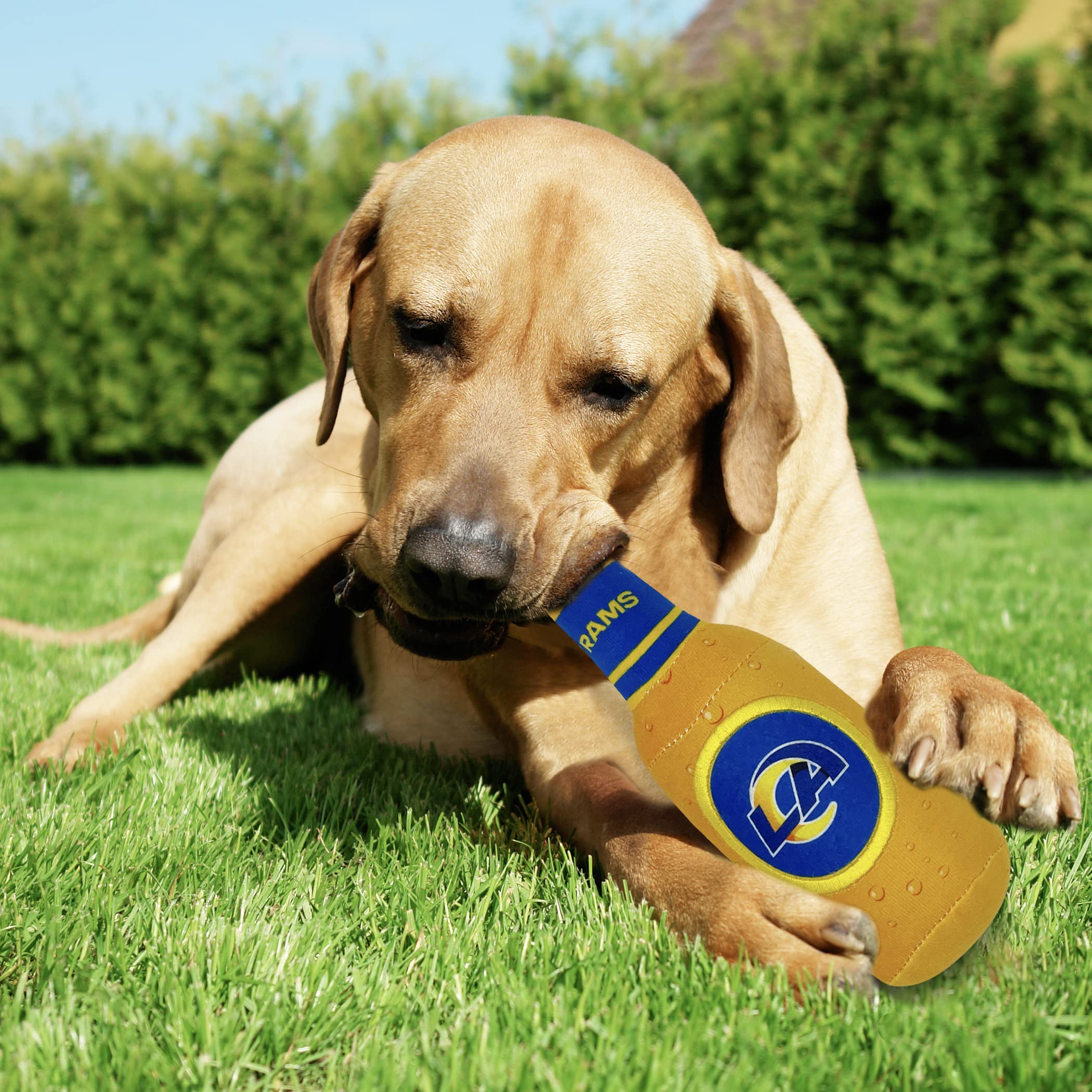 Pets First Nfl Los Angeles Rams Beer Bottle Plush Dog & Cat Squeak Toy - Cutest Stadium Soda Bottle Snack Plush Toy For Dogs & C