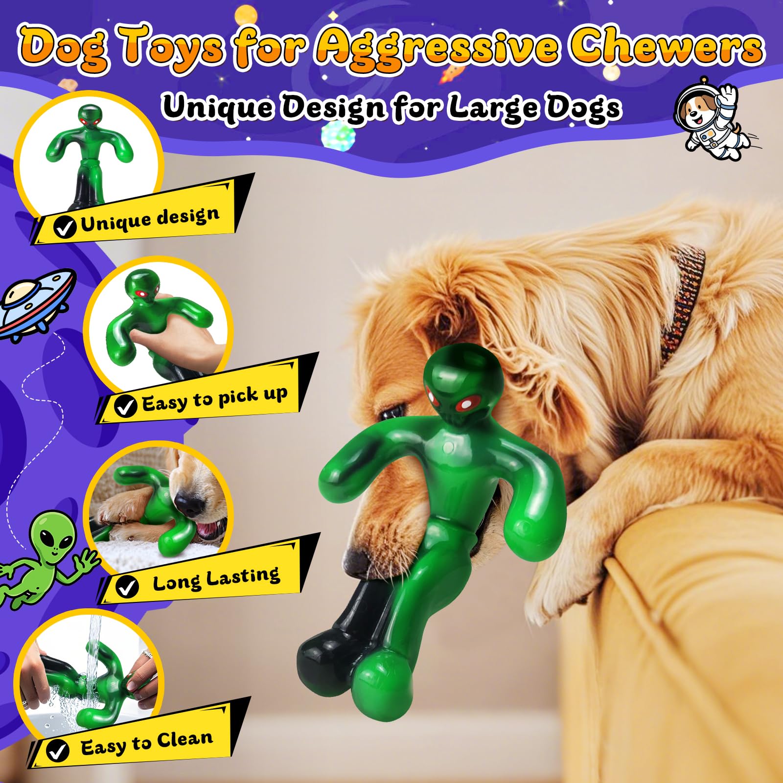Jeefome Indestructible Dog Toys For Aggressive Chewers:Tough Chew Toys For Medium & Large Breeds-Nylon Dog Bone To Keep Them Bus